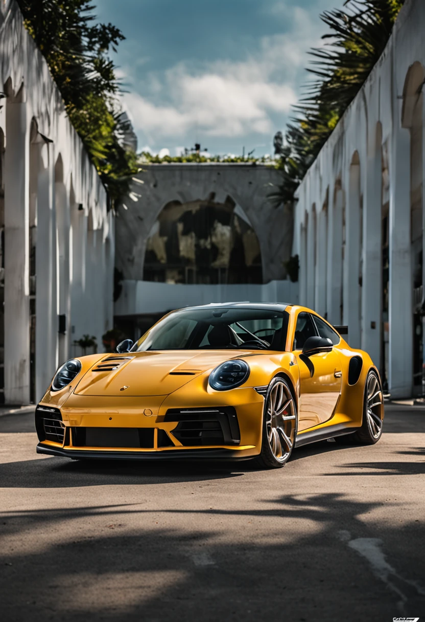 porsche 911 ( 992 ) na cor giz com rodas vossen no cenario de brasilia - brasil