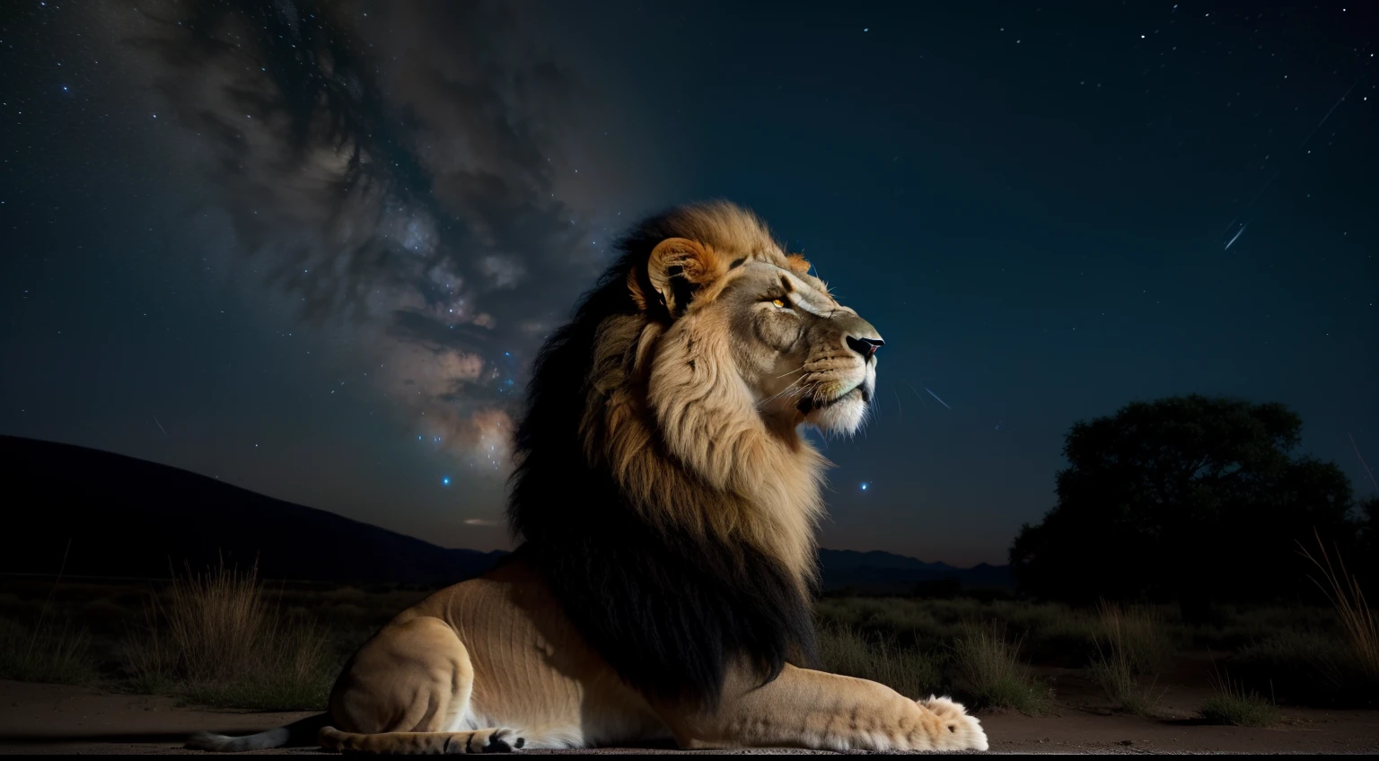 lion watching the stars