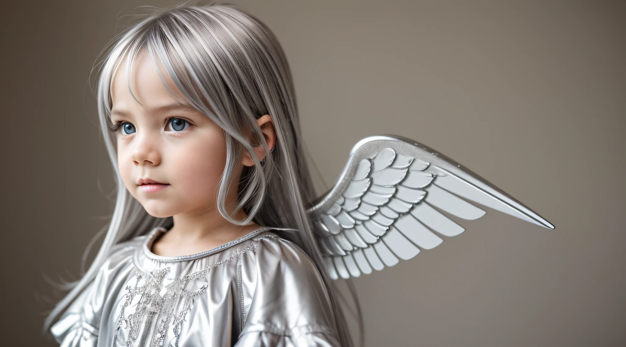CHILDREN SILVER HAIR GOLDEN ANGEL GIRL.
