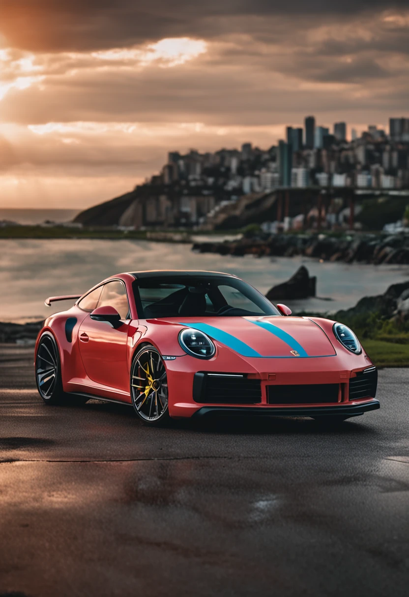 porsche 911 ( 992 ) na cor giz com rodas vossen no cenario de brasilia - brasil