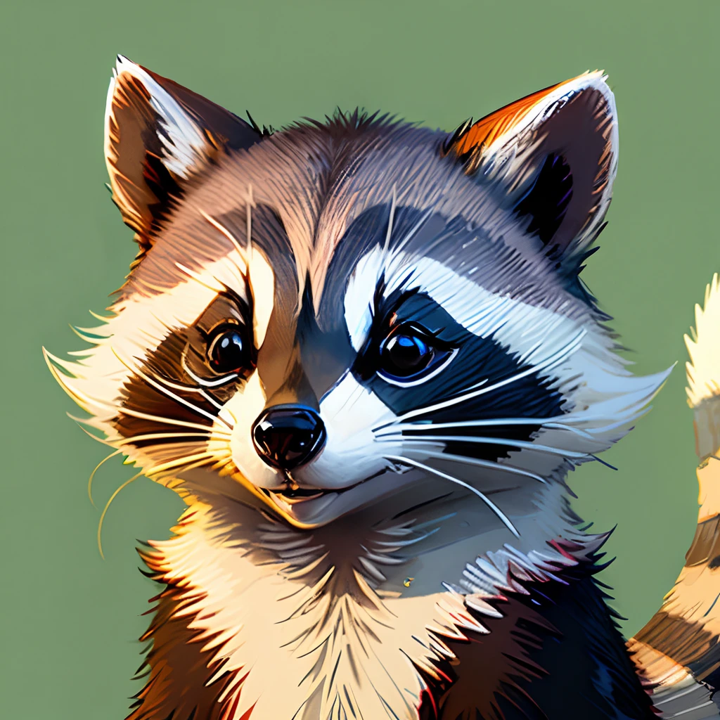 Minimalistic, cartoon racoon logo