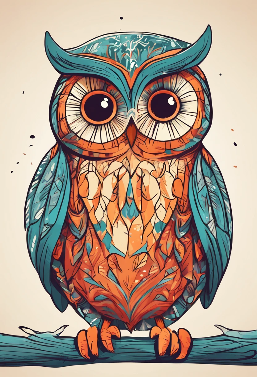 animal owl baby cute and delicate children's drawing in illustration form