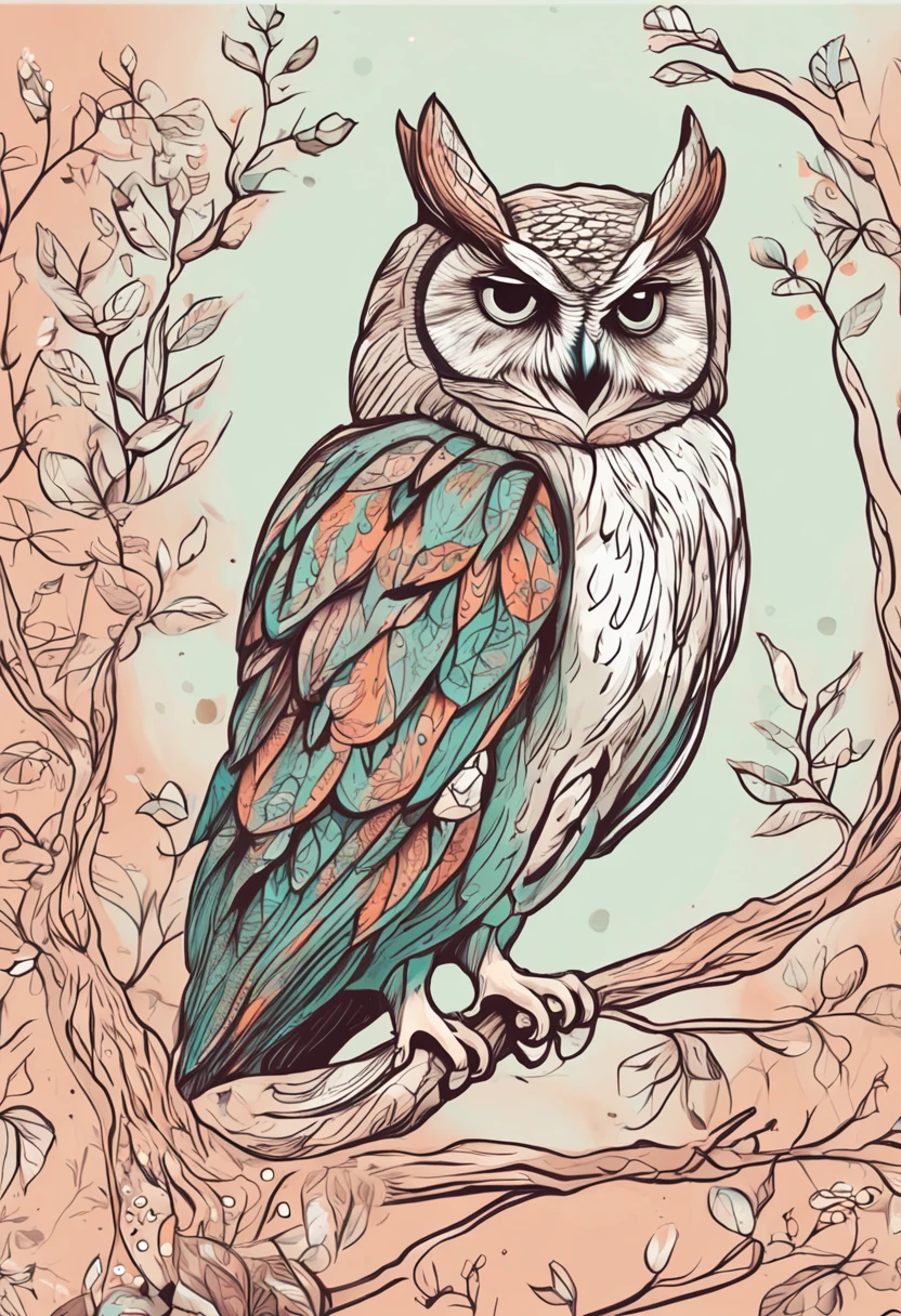 animal owl baby cute and delicate children's drawing in illustration form
