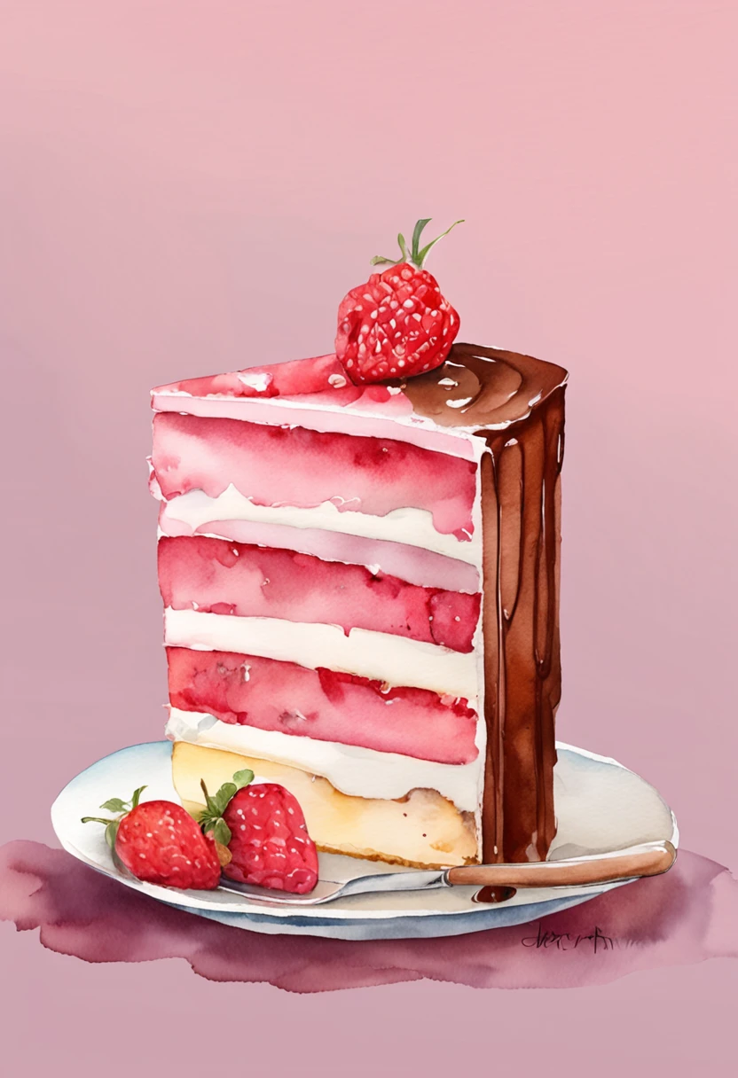 Make a cake
Chocolate cake
Pink background, solid color, only the pink background color
This cake is cut with the slice on the plate next to it
Ultra realistic photo, qualidade 8k, fullhd