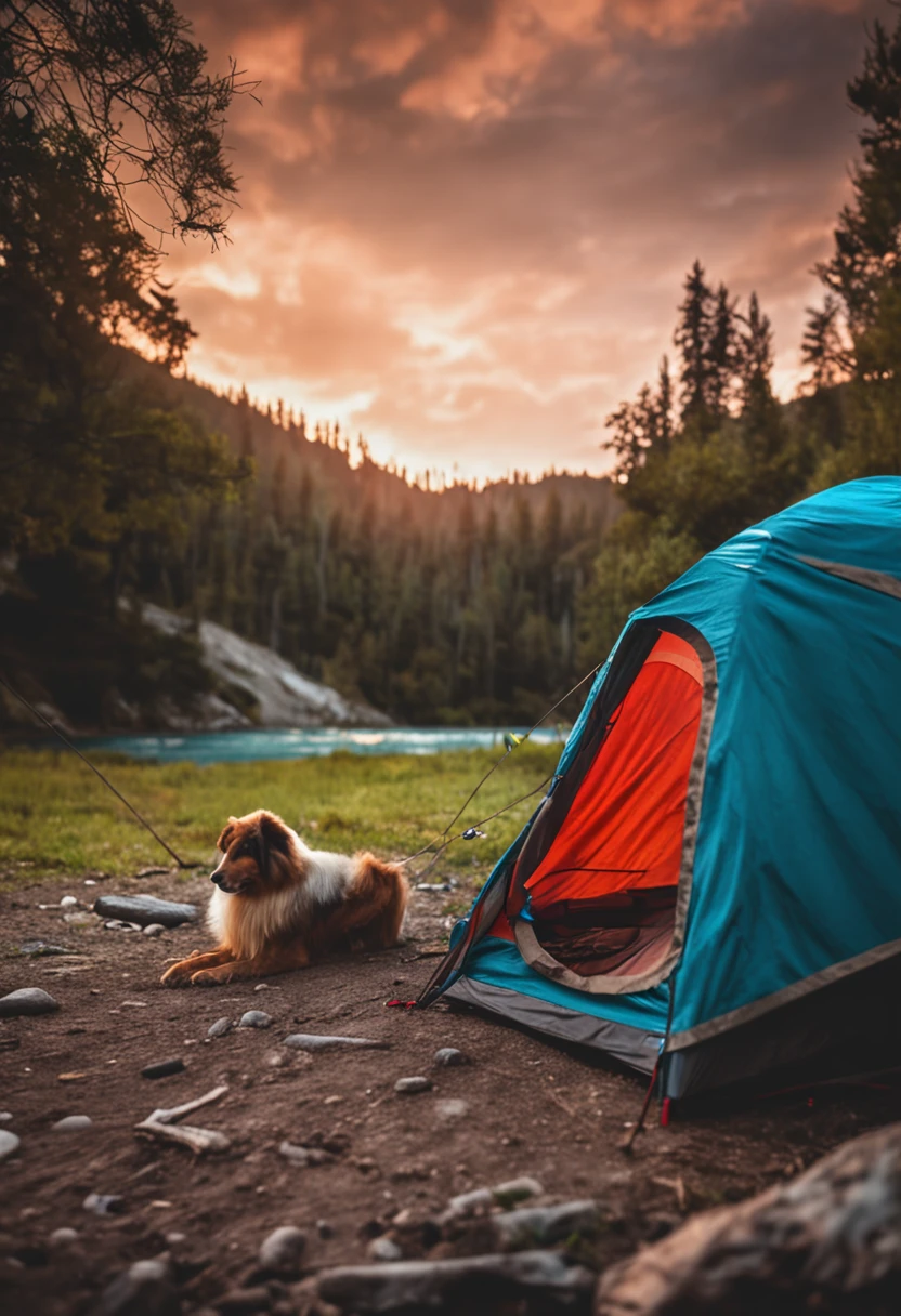 Camping in Moon with dog