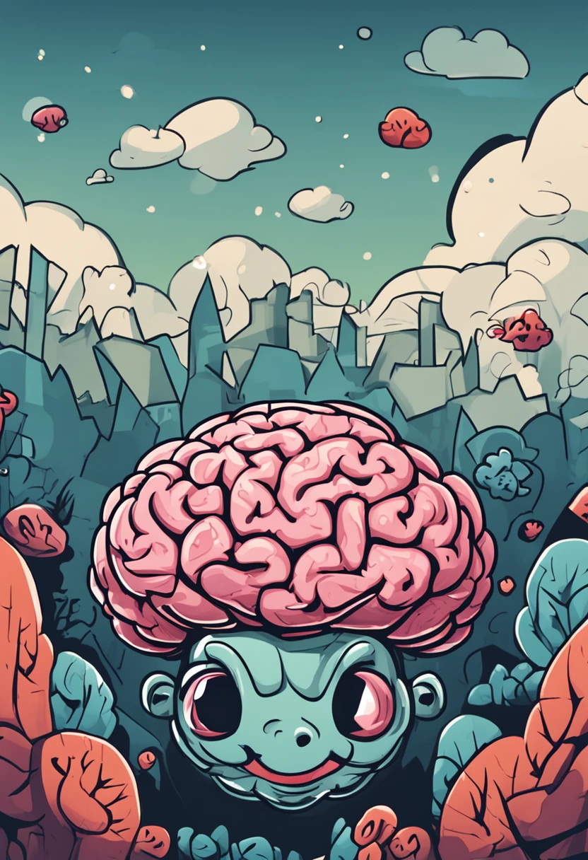 "youtube round logo featuring a cute and animated brain with a smiling expression, rendered in hyper-realistic detail."