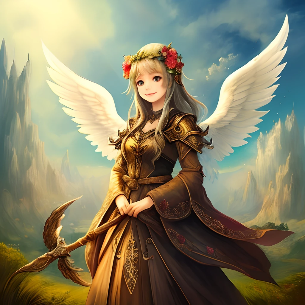 Beautiful Angel、Cute smile、the angel's wings、Fantasyart