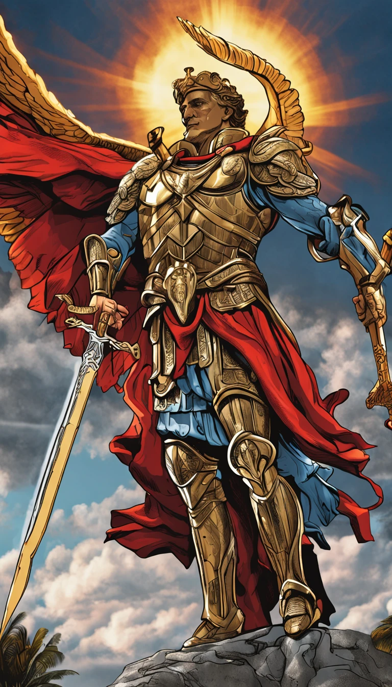 present St. Michael the Archangel triumphing over a dragon or evil being.
Draw São Miguel in action, empunhando uma espada luminosa.
Use bright, contrasting colors to highlight victory and divine presence.