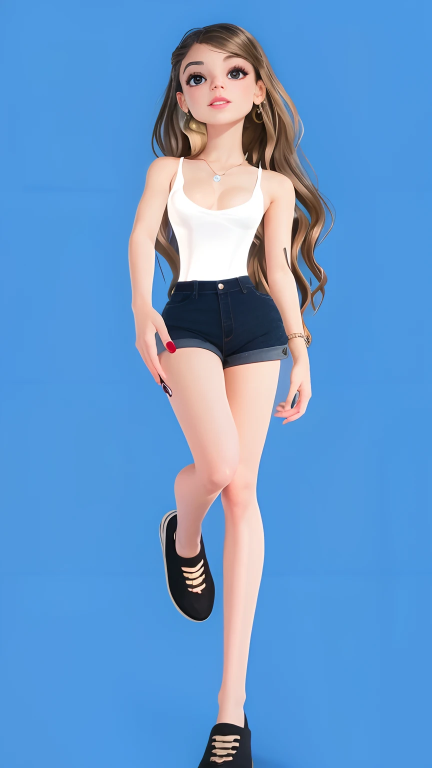 Make a sexy full-body skinny tabby ,Animes、retrato、One person２０idade、mulher bonita、Olhos Hidratados、roupas casuais、uma imidadem、oval jaw、rosto bonito、O cabelo、Olhos azuis com um belo brilho,,、Arte SUD pareciada com a imagem anexada , middlebreasts, corpo inteiro,  ,High quality 8k and professional image resolution, Photography movie cinematic,sem bordados, no imperfections , retrato, rosto bem lindo, perfeito,bem detalhada, melhor qualidade existem , modelo