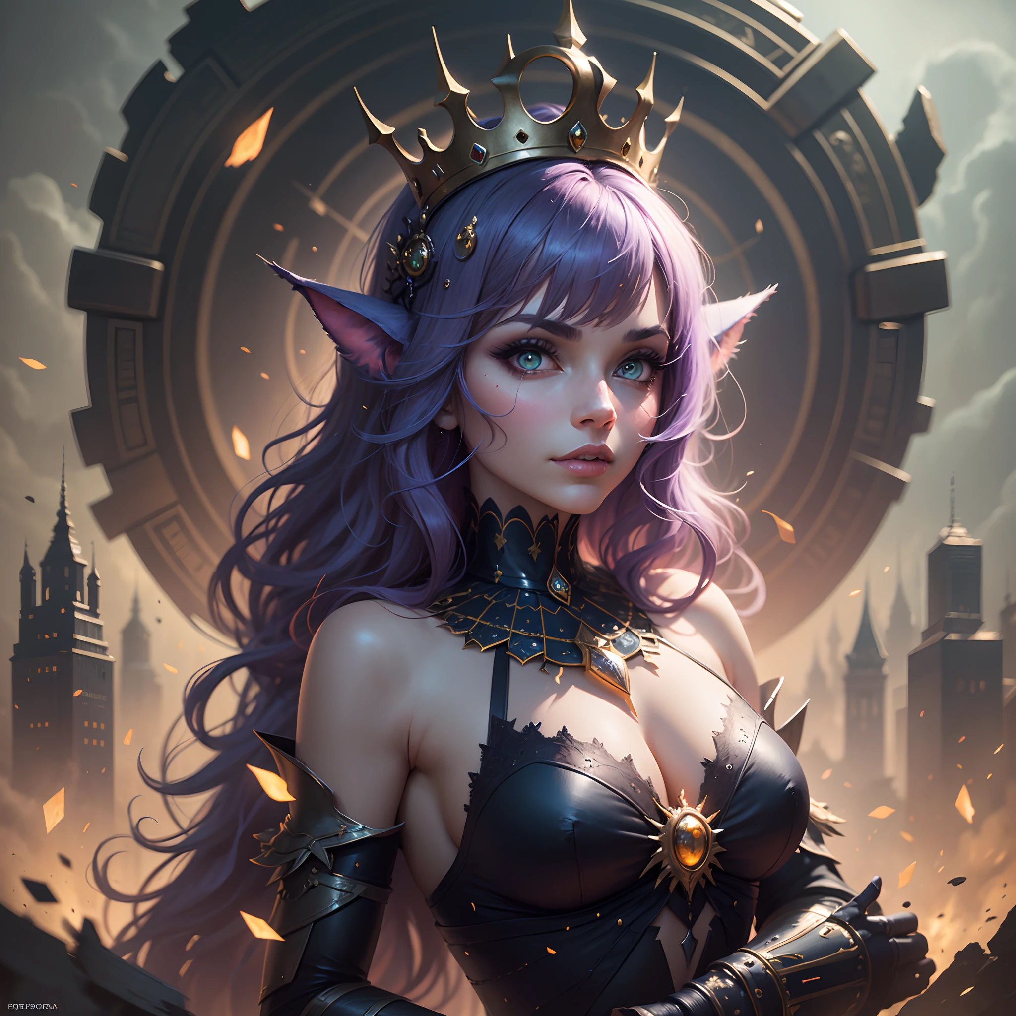 Cheshire Cat art design, epic royal background, big royal uncropped crown, royal jewelry, robotic, nature, full shot, symmetrical, Greg Rutkowski, Charlie Bowater, Beeple, Unreal 5, hyperrealistic, dynamic lighting, fantasy art, slim, big eyes --auto --s2