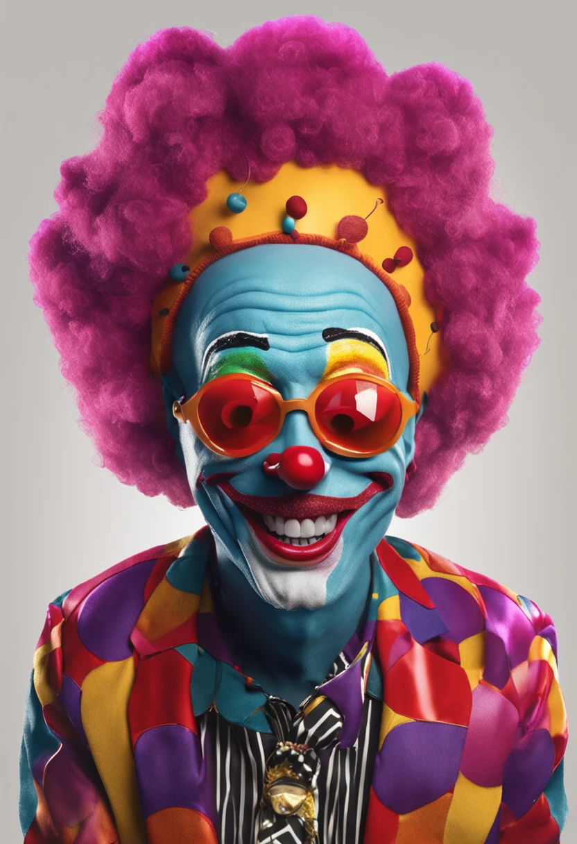 Create the photo of a clown with black background