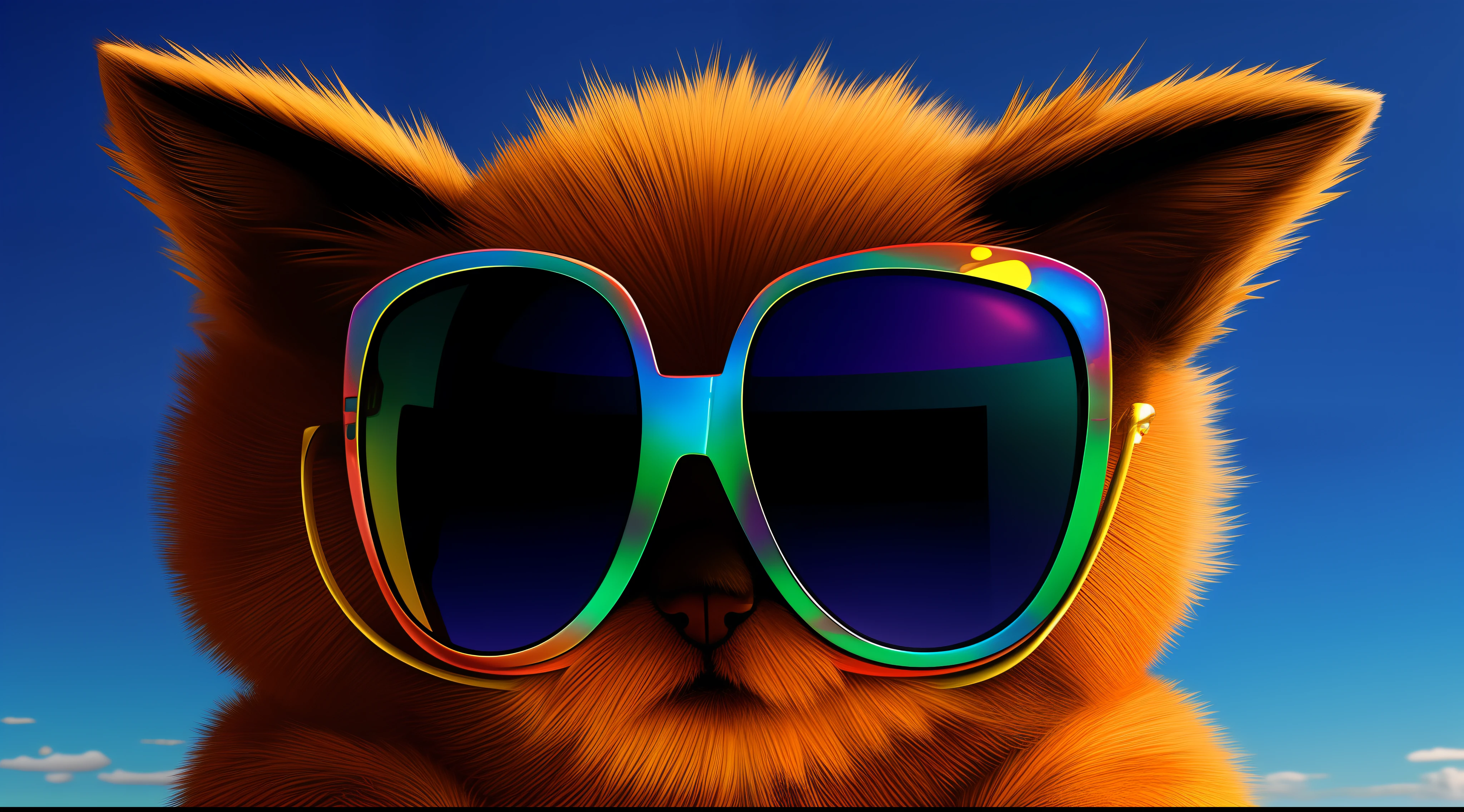 fuzzy creature wearing sunglasses digital art