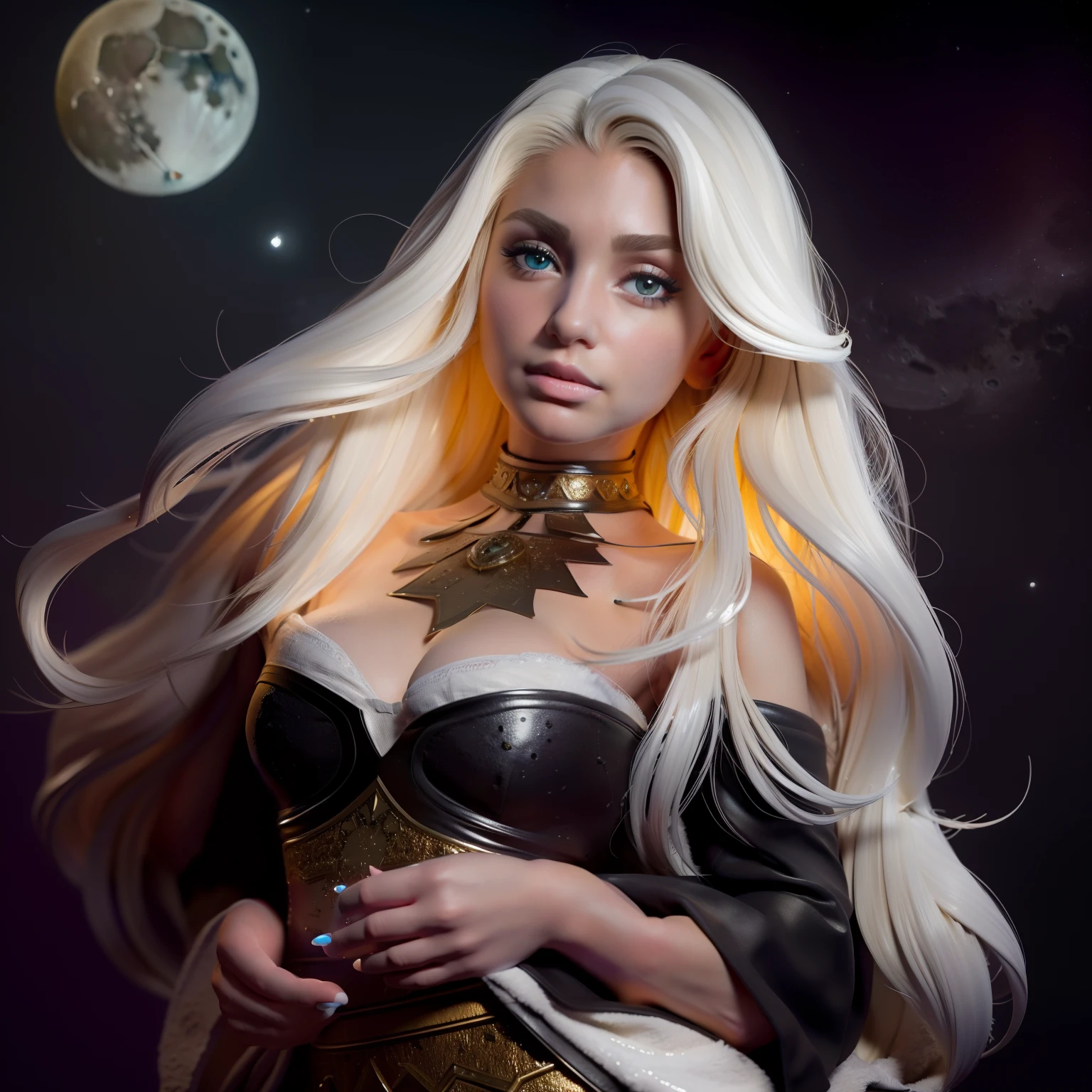 (((from front, half body, dark sky, moon, stars, forest))), icelandic very beautiful 18 year old girl, (30A chest, 5'2" tall, 115 pounds) pigtails, bangs, pretty eyes, realistic blonde hair, cinematic fantasy light, beautiful woman, beautiful eyes, perfect eyes, blonde undercut wet hair, perfect anatomy, very cute, princess eyes, stylized, bioluminescence, white low-cut top with small blue details, human hands, wonderful, elegant, approaching perfection, dynamic, highly detailed, character sheet, concept art, smooth, symmetrical, balanced, detailed hairstyle, rich skin texture, rich details, real, high resolution, extremely high quality, excellent details and textures, highly detailed, ultra-detailed, high resolution, detailed skin, detailed eyes, UHD, high quality, (glistening skin), ((perfectly pretty face)), ((((64K)))), (((professional fashion photography))), symmetrical eyes, matching eyes, perfect matching eyes, glistening eyes, clear eyes, ((perfect face)), (((perfect nose))), smooth skin, (symmetrical face), individual hair strands, photorealism, ((masterpiece)), ((best quality)), (((ultra realistic))), ultra detailed, sharp focus, vivid colors, volumetric lighting, bright, intricate, ((extremely detailed)), (extremely detailed eyes), (extremely detailed body), extremely detailed skin, extremely detailed clothing, extremely detailed hair, (extremely detailed atmosphere)