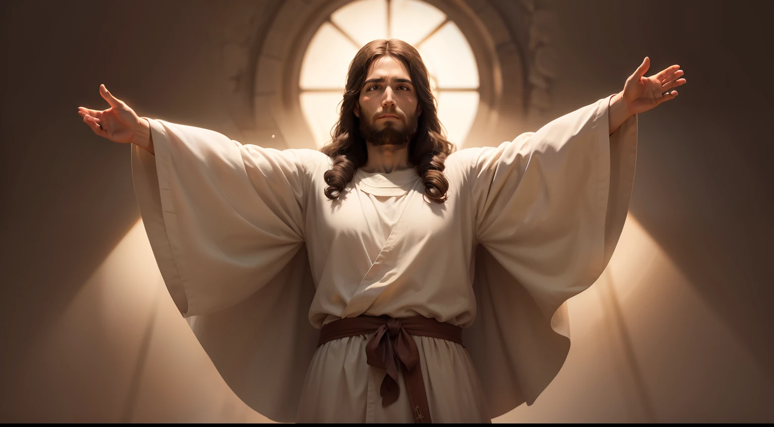 Make the image of Jesus Christ with outstretched hands in high definition