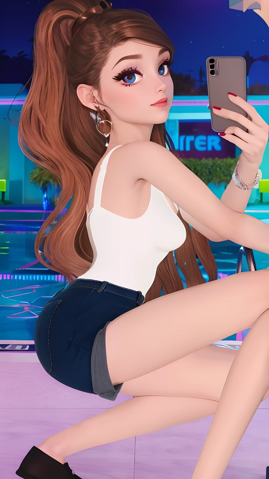 There's a woman in a bikini posing on a bench, Avatar do Second Life, IMVU, lblsck cabelo, Pose de perfil glamoroso, elegante pose de glamour, azul. cabelo detalhado, ethereal vaporous tan skin, Segunda vida, long glowing ethereal hair, cabelo para baixo, (((louco))) Princesa elfa, close up tiro de meio corpo, Close-up de corpo inteiro