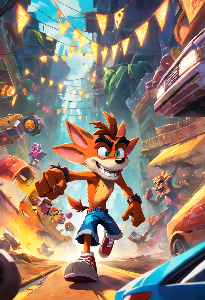 crash bandicoot na festa dentro do carro