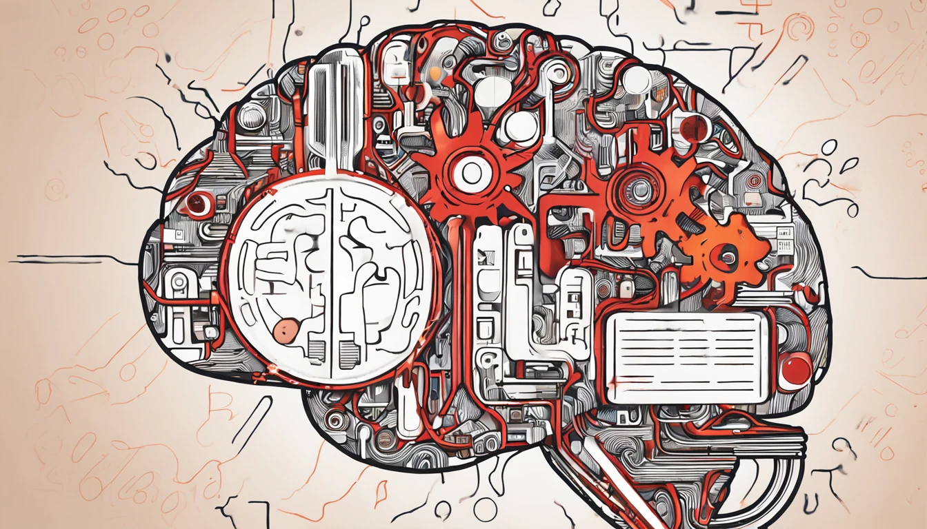 Thumbnail:
title"YOU DIDN'T KNOW THAT!"
A photo of a human brain with intertwined electrical circuits, symbolizing the fusion of the human mind with technology. Ao lado, a magnifying glass magnifying a specific point in the brain, onde podemos ver a palavra "PERSONA" em destaque.
Cores vibrantes: Fundo em degrade, starting with an intense red at the top and softening to a bright orange at the bottom. The combination of red and orange creates a visual contrast that captures attention.
Texto destacado: Beyond the provocative title, adicionar o texto "Revelations of I.A. em UX" em fonte grande e chamativa na parte inferior da imagem.
Visual emphasis: Uma seta vermelha brilhante apontando para a palavra "PERSONA" in the brain, with a speech balloon coming out of the magnifying glass saying: "Isso muda tudo!".