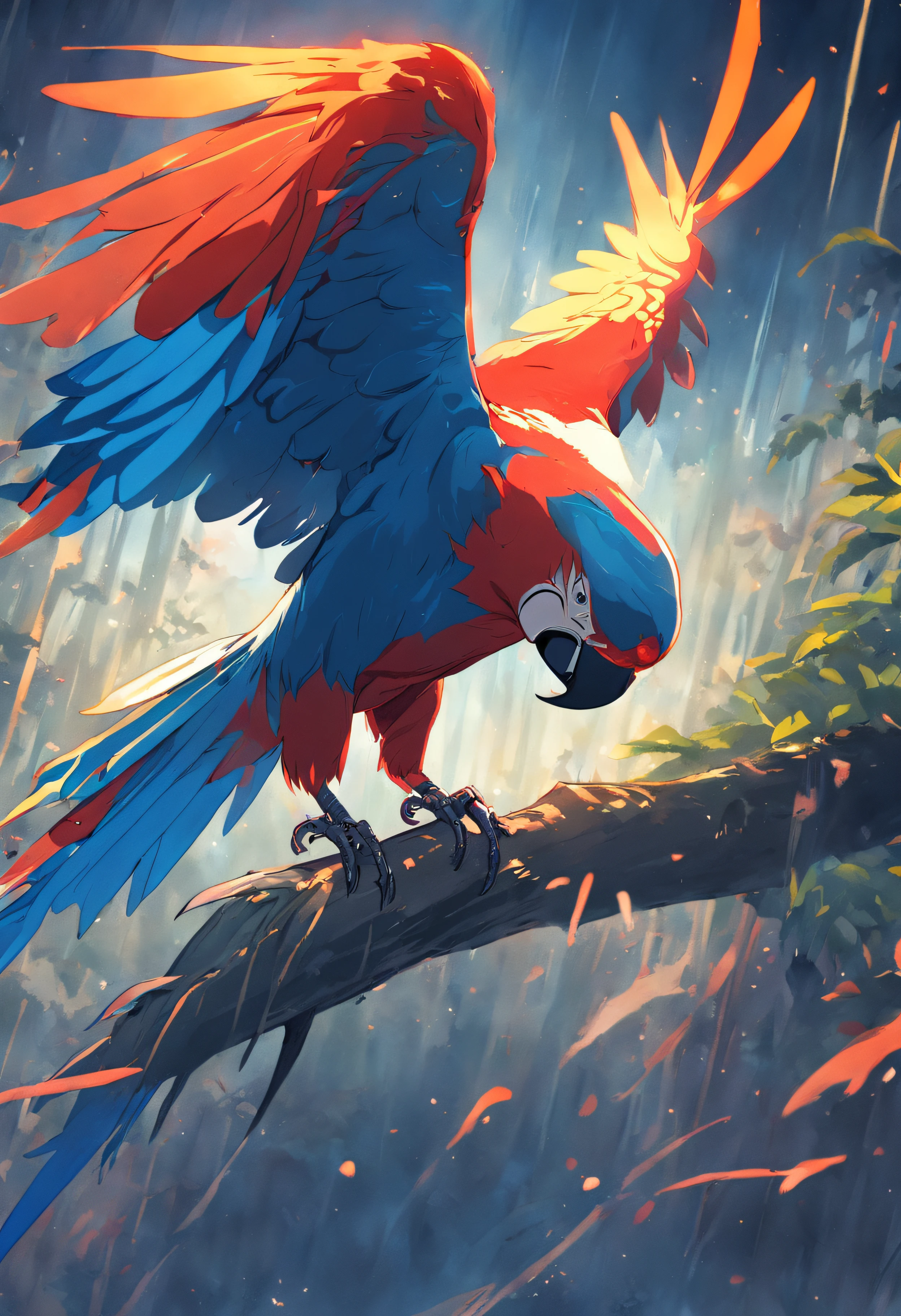 a macaw bird in blue colors, vermelho verde,amarelo