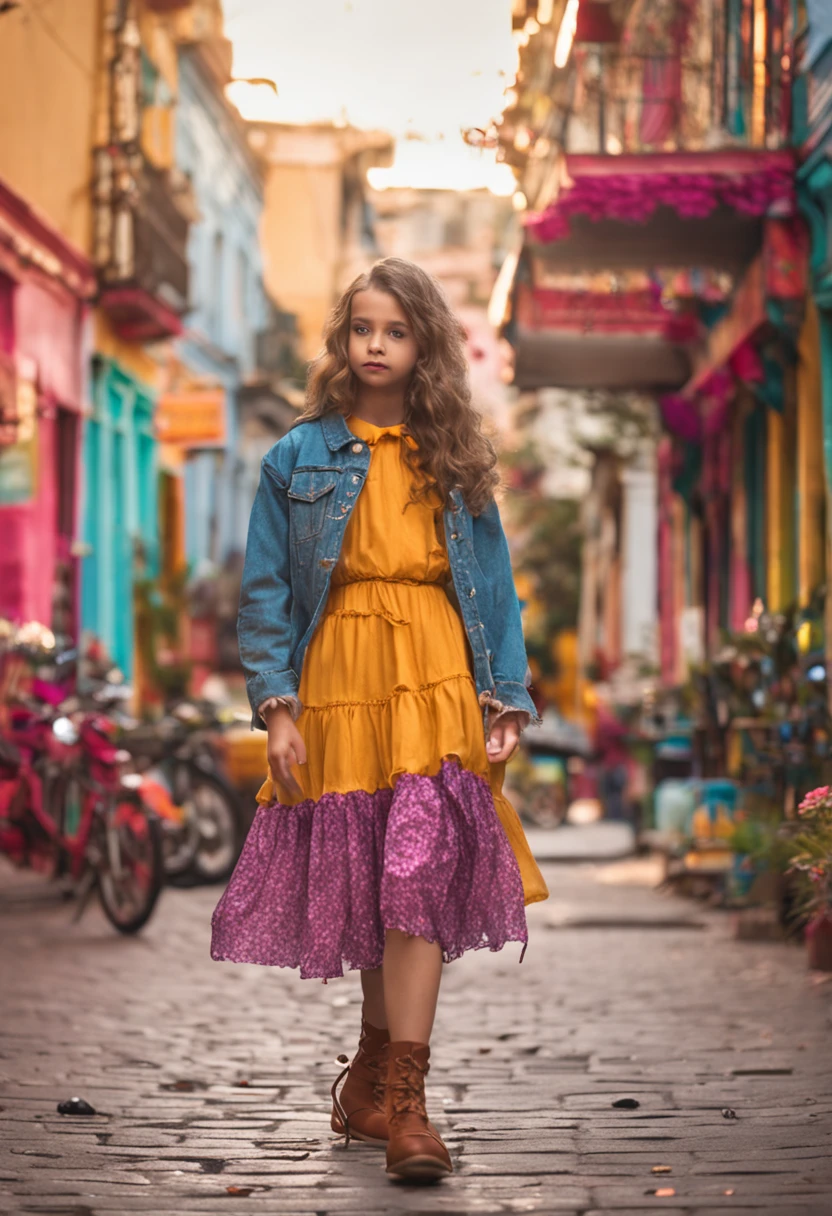 cute boy wearing makeup and wearing pretty dresses like a girl walking down the street