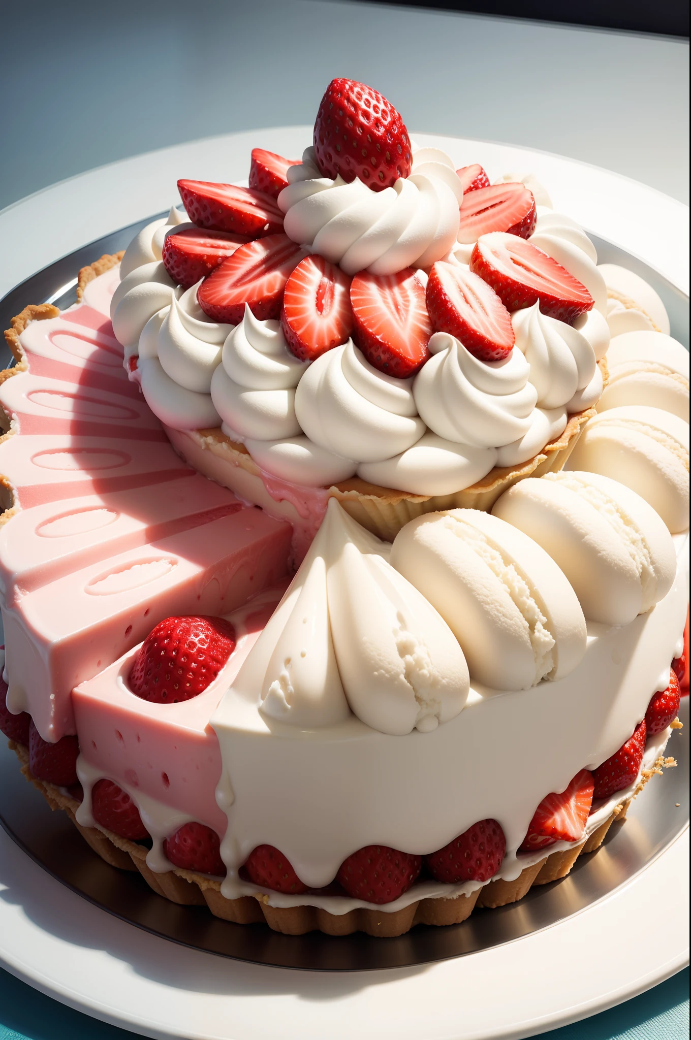 ice cream pie, pie shape, strawberry