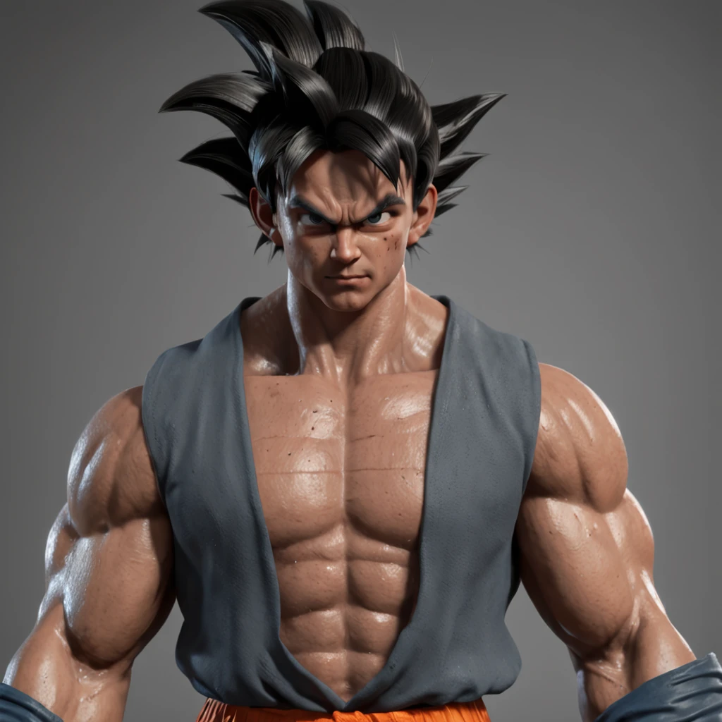 Goku (Professional 3D rendering:1.3) de (Realistic:1.3) foto de arte mais bonita do mundo，soft features, brilliant male heroes, ((Rough epic hero fantasy muscular man wet hero angry look long hair short beard and fierce expression in dynamic pose, fantastic location, majestoso ambiente desordenado)), corpo inteiro 8k unidade render, action shot, poros da pele, very dark lighting, sombreamento pesado, circunstanciado, rosto detalhado, (Vibrando, fotografia realista, Realistic, Dramatic, Escuro, foco nítido, 8k), (Roupas de couro velhas danificadas pelo mau tempo:1.4), ((((Use peles)))), (intrincado:1.4), decadente, (altamente detalhado:1.4), Pintura digital, rendering by octane, art stations, conceito-arte, liso, foco nítido, illustration, germe da arte, (Loish:0.23), Wlop Ilya Kuvshinov, e greg rutkowski e alphonse mucha gracias, (global ilumination, studiolight, light volumetric), chuva forte, floating particles, patife, fantasia, Nosso, Corpo inteiroesbiano, ((Fundo escuro e antigo da cidade:1.3)),CGSesociedade,art stations