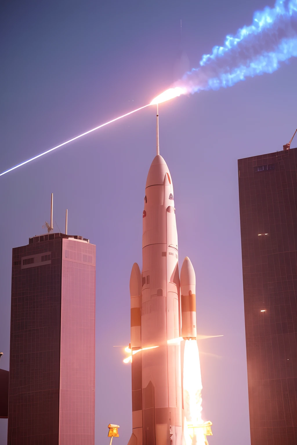 there is a rocket that is flying in the air with a jet trail, rocket launching into the sky, launch of a rocket, rocket launch, rocket launching, launch tracking missiles, missiles explosions in the sky, spaceship in background, rocket ship, starship in background, photo still, space ship in the background, launch test, photo shot, 1505
