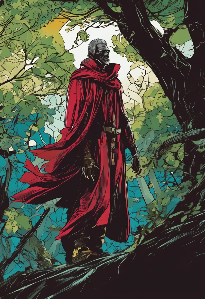 IMAGEM DO PERSONAGEM DANTE PERDIDO NA FLORESTA SOMBRIA.