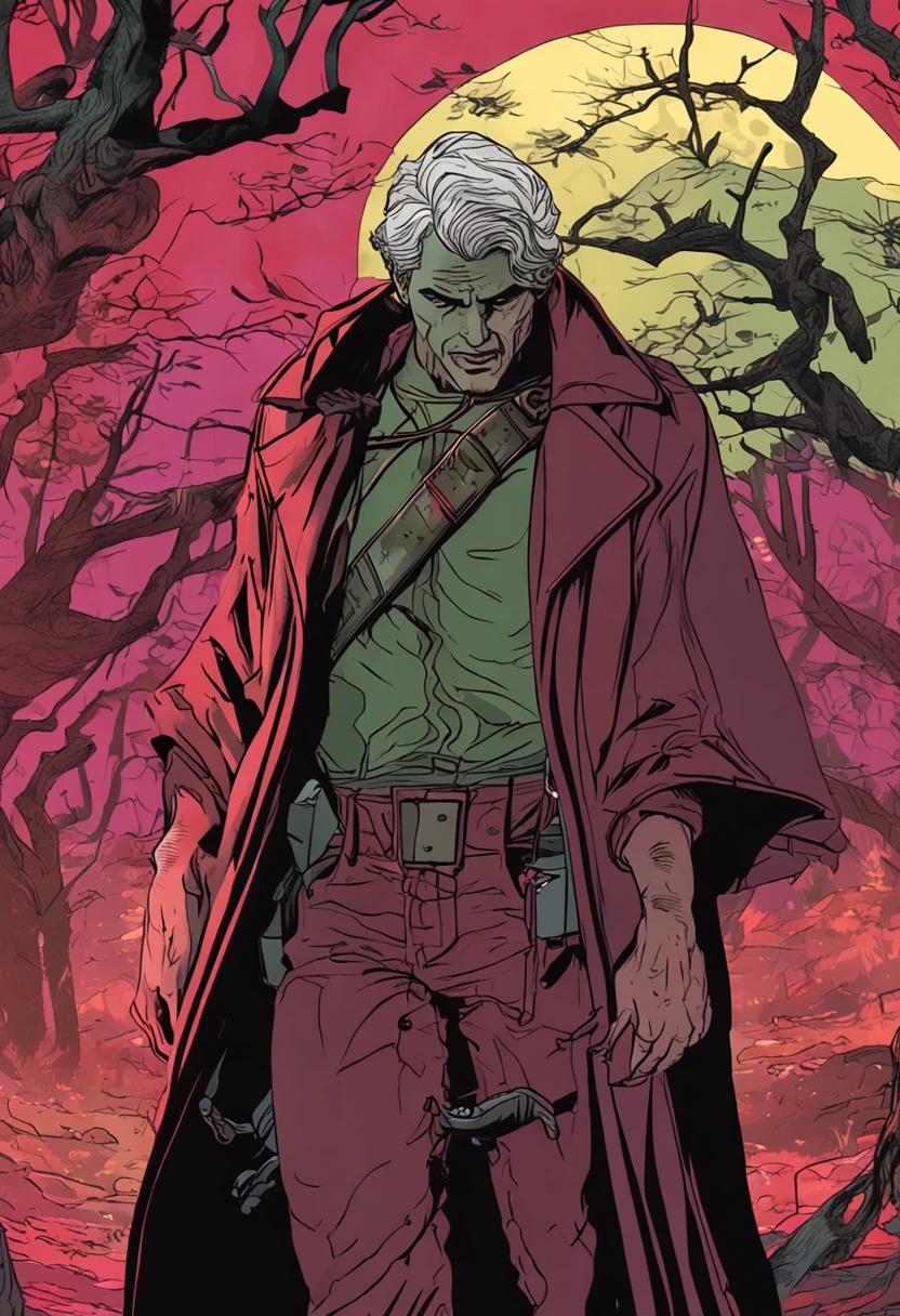 IMAGEM DO PERSONAGEM DANTE PERDIDO NA FLORESTA SOMBRIA.