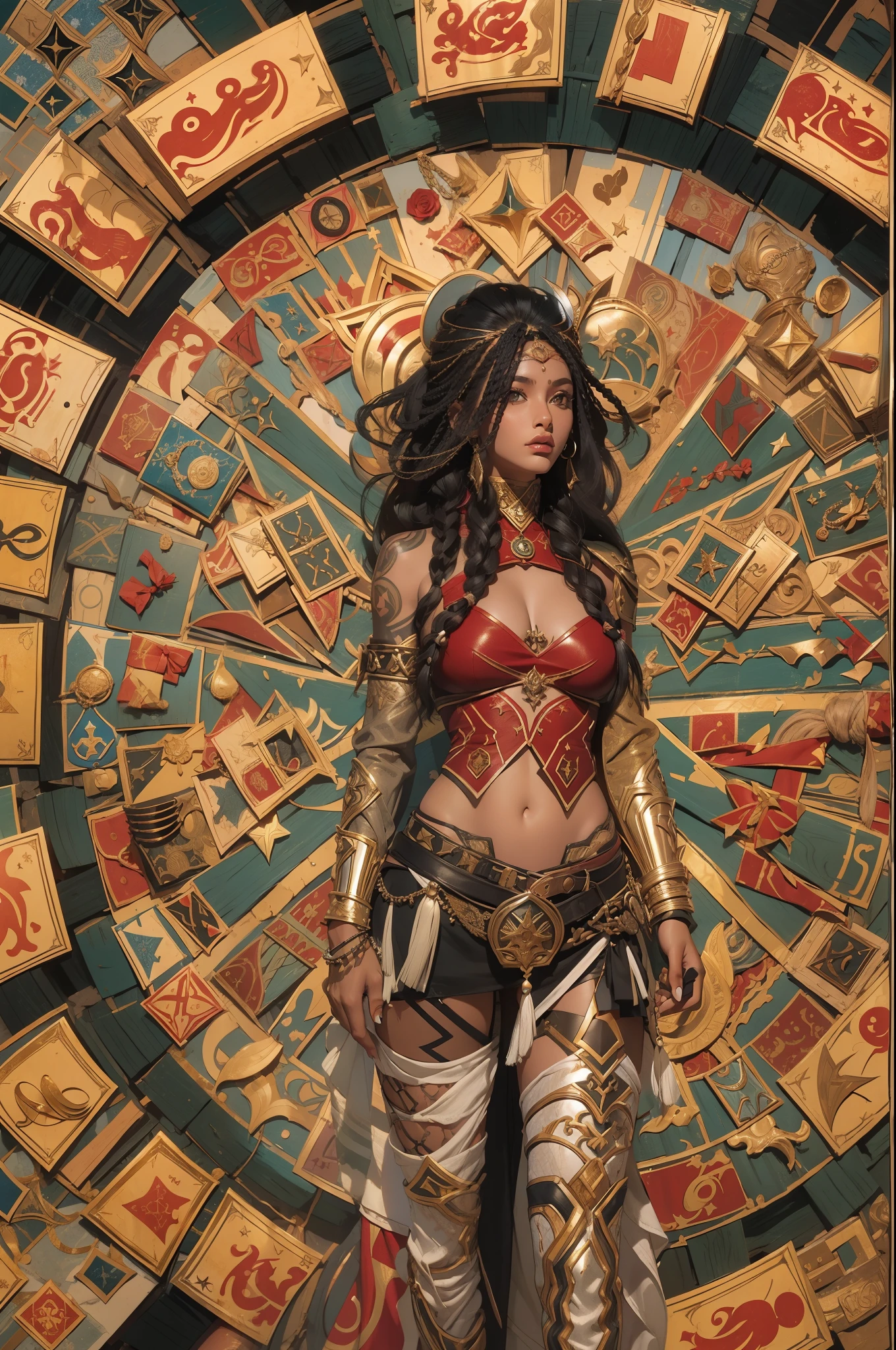 Beautiful woman in insanely intricate Amazon warrior Outfit