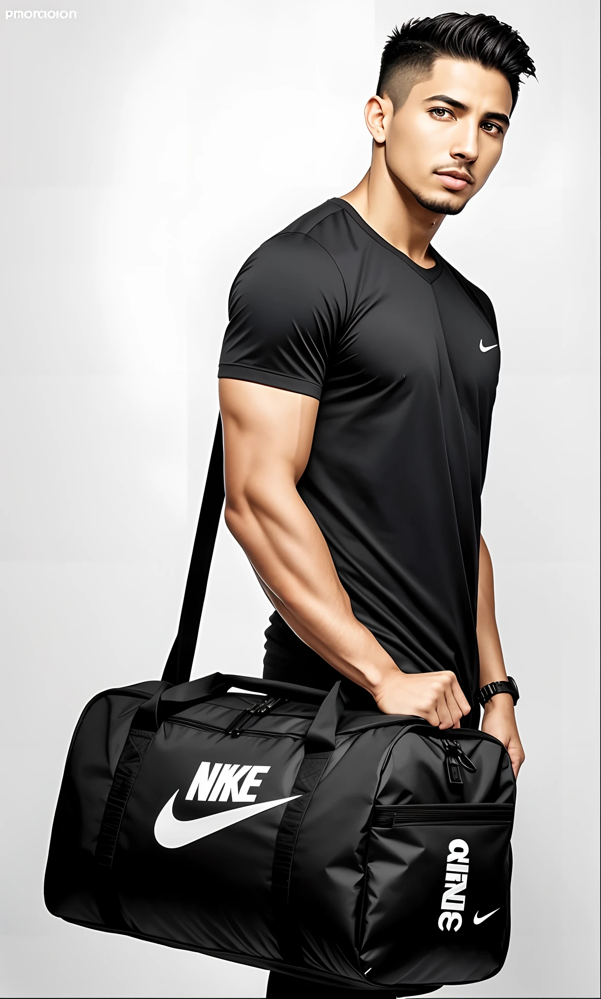 Nike Duffel Bag Preto, estilo esportivo profissional, foto oficial do produto, Sacos, roupas esportivas, Perfil de corpo inteiro, imagem oficial do produto, Nick Silva, Detalhe perfeito, corpo inteiro, corpo inteiro, detalhes elaborados, suave em _ O pano de fundo, catalog photo, extremamente intrincado, detalhes altamente intrincados, seu intrincado detalhado, sombreamento intrincado, Detalhe excepcional, fotografia realista, fotografia, obra-prima, realista, Realismo, renderizado, Alto contraste, Arte Digital, fotográficorealista, trend in Artstation 8k HD, high definiton, circunstanciado, Realistic, detalhada, textura da pele, hiperdetalhada, Textura realista da pele, melhor qualidade, ultra high-resolution, (fotografia realista: 1.4), alta resolução, detalhada, fotografia crua, Crisp resolution, Nikon d850 filme, fotografia de stock 4, Kodak Portra 400 Camera F1 Lens.6, textura hiper realista, lighting dramatic, Unrealistic trend in Artstation Cinestill 800, RAW. Directed by: Lee Jeffries.