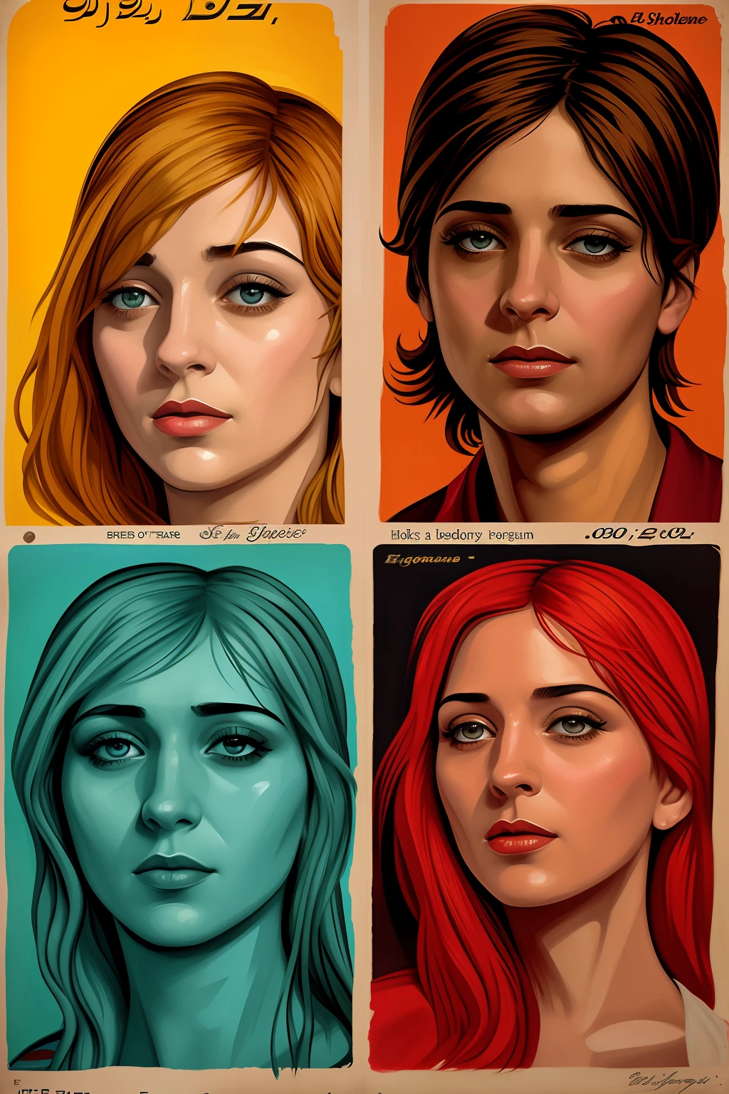 Eternal sunshine of the spotless mind in the style of vintage Egyptian poster, egypxx, dramatic faces, hand painted, retro, vintage poster, painterly, oil painting