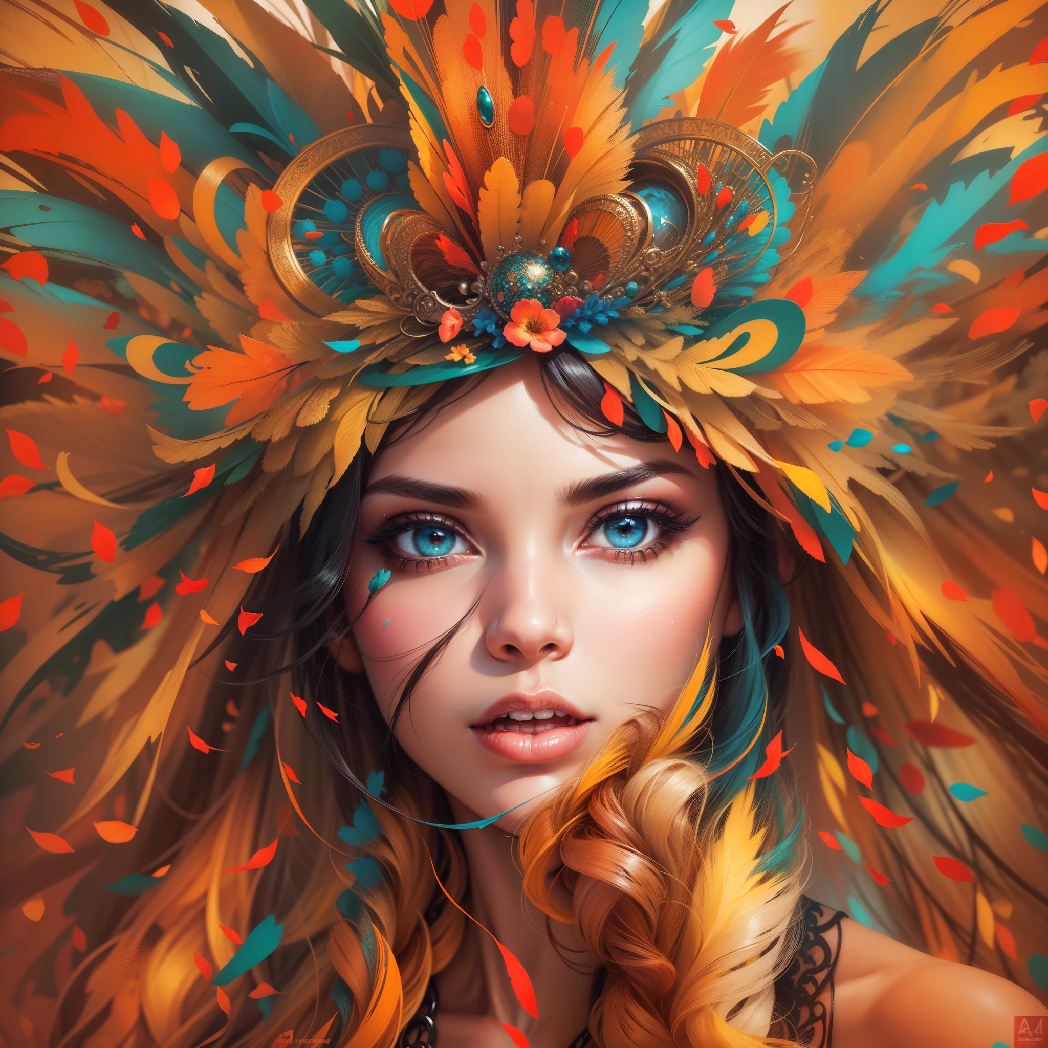 Create a Most Beautiful Woman Picture, from South America, Brazil, beautiful woman most beautiful, pretty girl, pretty woman, art (picture:1.3), (cover-style:1.3), fashionable, woman, vibrant, outfit, posing, front, colorful, background, striking, modern, trendy, fashion, Detailed face, flawless skin, Detailed eyes, perfect eyes,