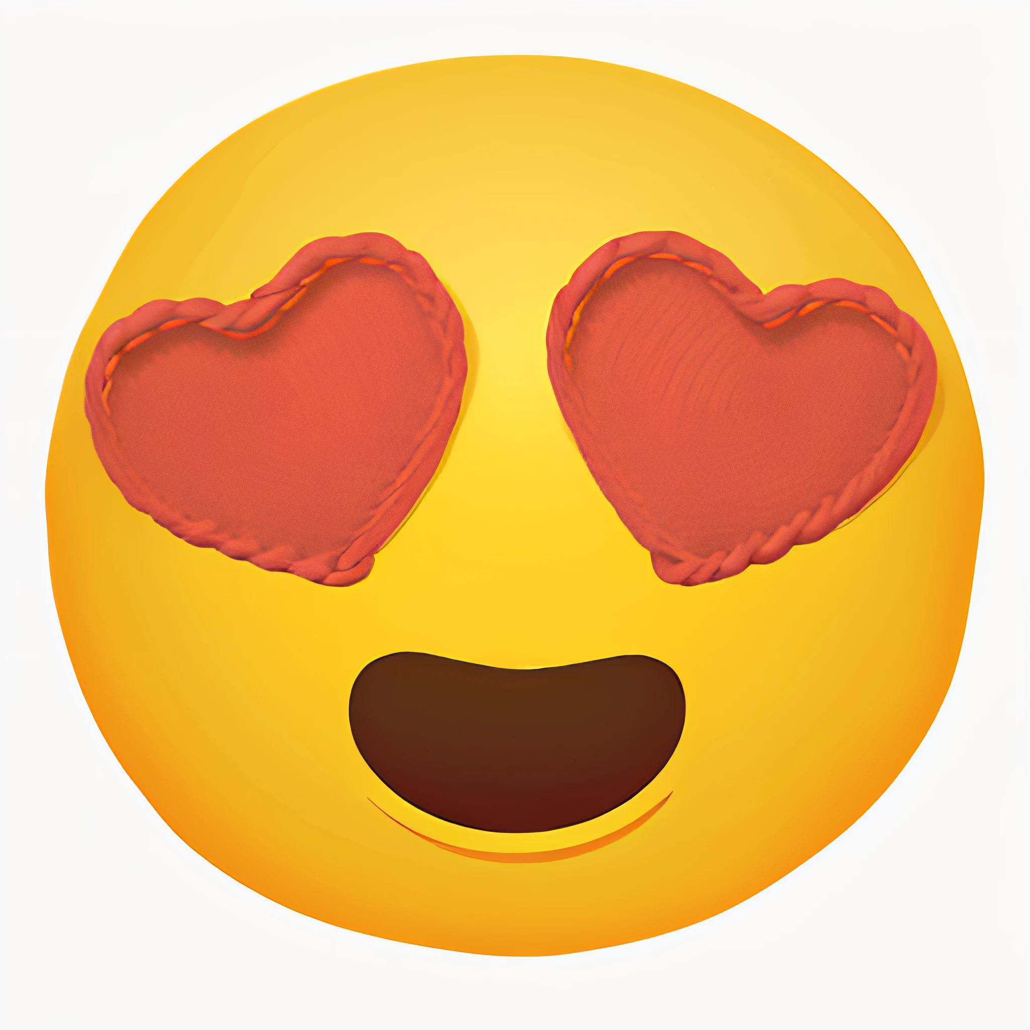 knitted from yarn emoji, knitted from yarn bas-relief, realistic knitted from yarn emoji, knitted from yellow yarn & red yarn & brown yarn emoji
