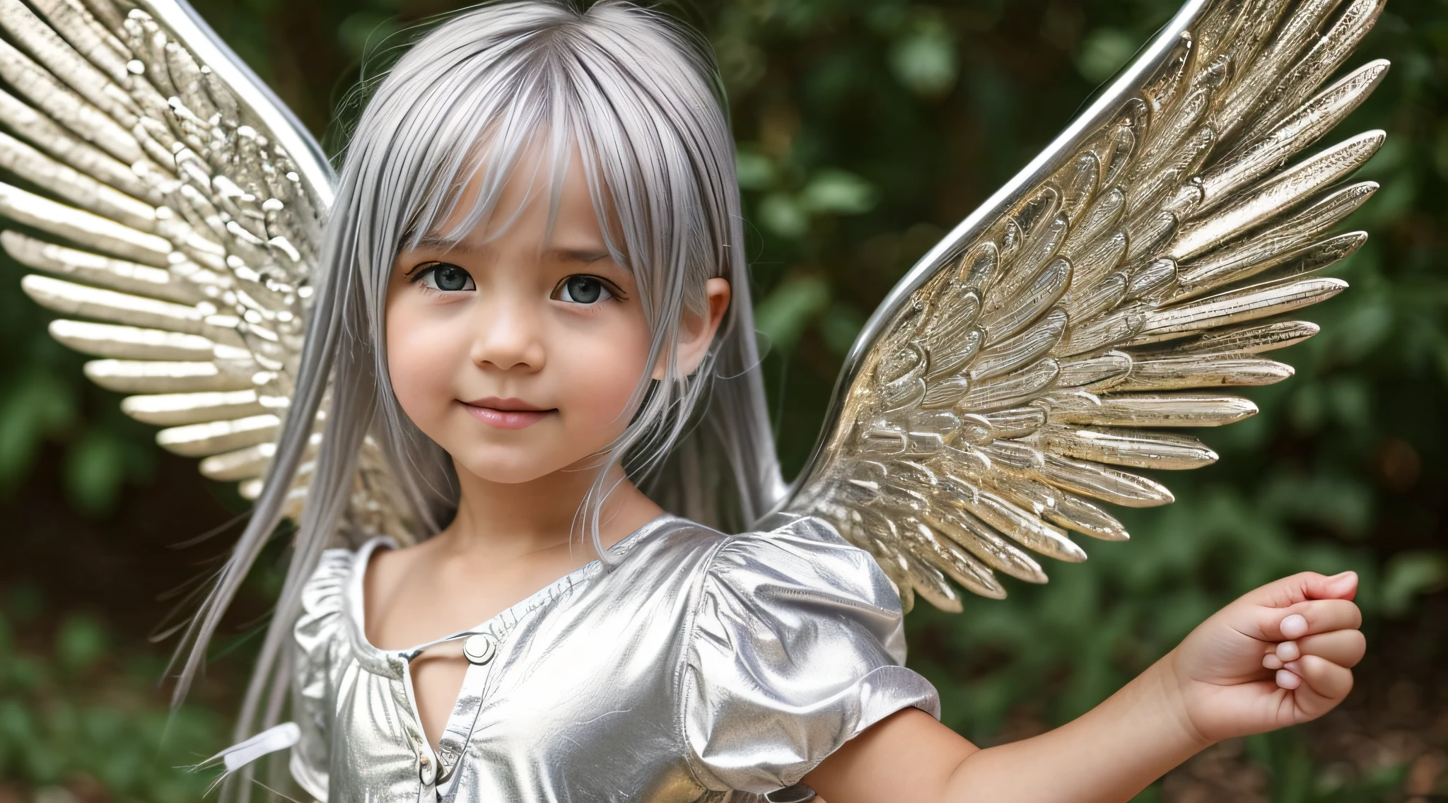 CHILDREN SILVER HAIR GOLDEN ANGEL GIRL.