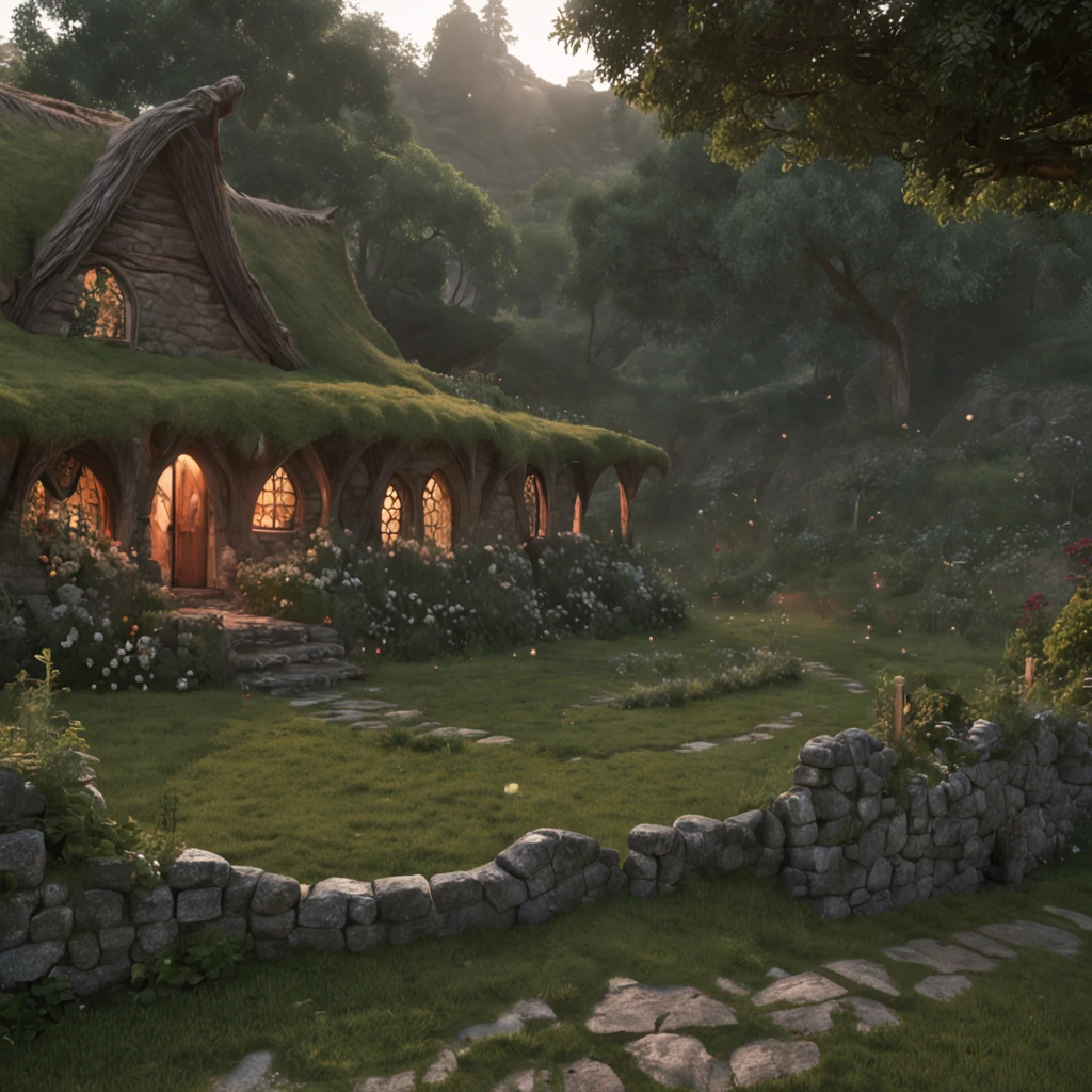 (Professional 3D rendering:1.3) de (Realistic:1.3) Foto de arte mais bonita do mundo,Apresenta small village surrounded by forest, hobbits, grassy, dusk, Lord of the Rings, green white black color palette , (vibrante, fotogrdeia realista, Realistic, Dramatic, Escuro, foco nítido, 8k), --ar 16:9, pintura digital, rendering by octane, art stations, Conceito-Arte, liso, foco nítido, illustration, germe da arte, (Loish:0.23), Wlop Ilya Kuvshinov, e Greg Rutkowski e Alphonse Mucha Gracias, (global ilumination, studiolight, Light Volumetric), chuva forte, floating particles, patife, fantasia, Onze, corpo inteiroesbian, ((Fundo escuro e antigo da cidade:1.3)),CGSesociedade,art stations