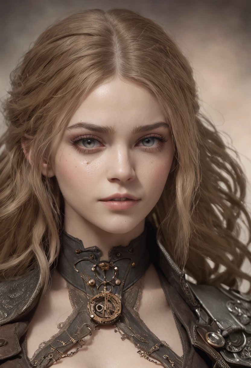 Chloë Grace Moretz as beautiful stunning steampunk woman, (corpo inteiro), olhos ultra-detalhados, corpo ultra-detalhado, nice perfect guy with soft skinice, corpo feminino deslumbrante, ((ultra-detailed hands)), obra-prima conceito fantasia arte, trending on ArtStation, hiper-detalhado, Arte Digital, Motor irreal, 32k, Ultra HD | | | |, imagem centrada, arte de Luis Royo e artgerm e greg rutkowski e Alphonse Much