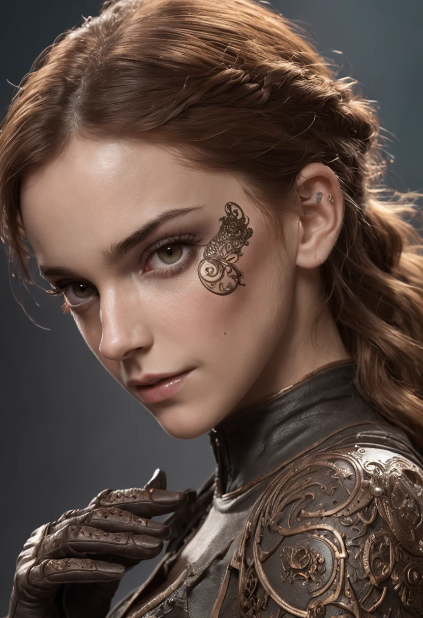 Emma Watson como bela mulher steampunk deslumbrante, (((corpo inteiro))), olhos ultra-detalhados, corpo ultra-detalhado, nice perfect guy with soft skinice, corpo feminino deslumbrante, ((ultra-detailed hands)), obra-prima conceito fantasia arte, trending on ArtStation, hiper-detalhado, Arte Digital, Motor irreal, 32k, Ultra HD | | | | |, imagem centrada, arte de Luis Royo e artgerm e greg rutkowski e Alphonse Much