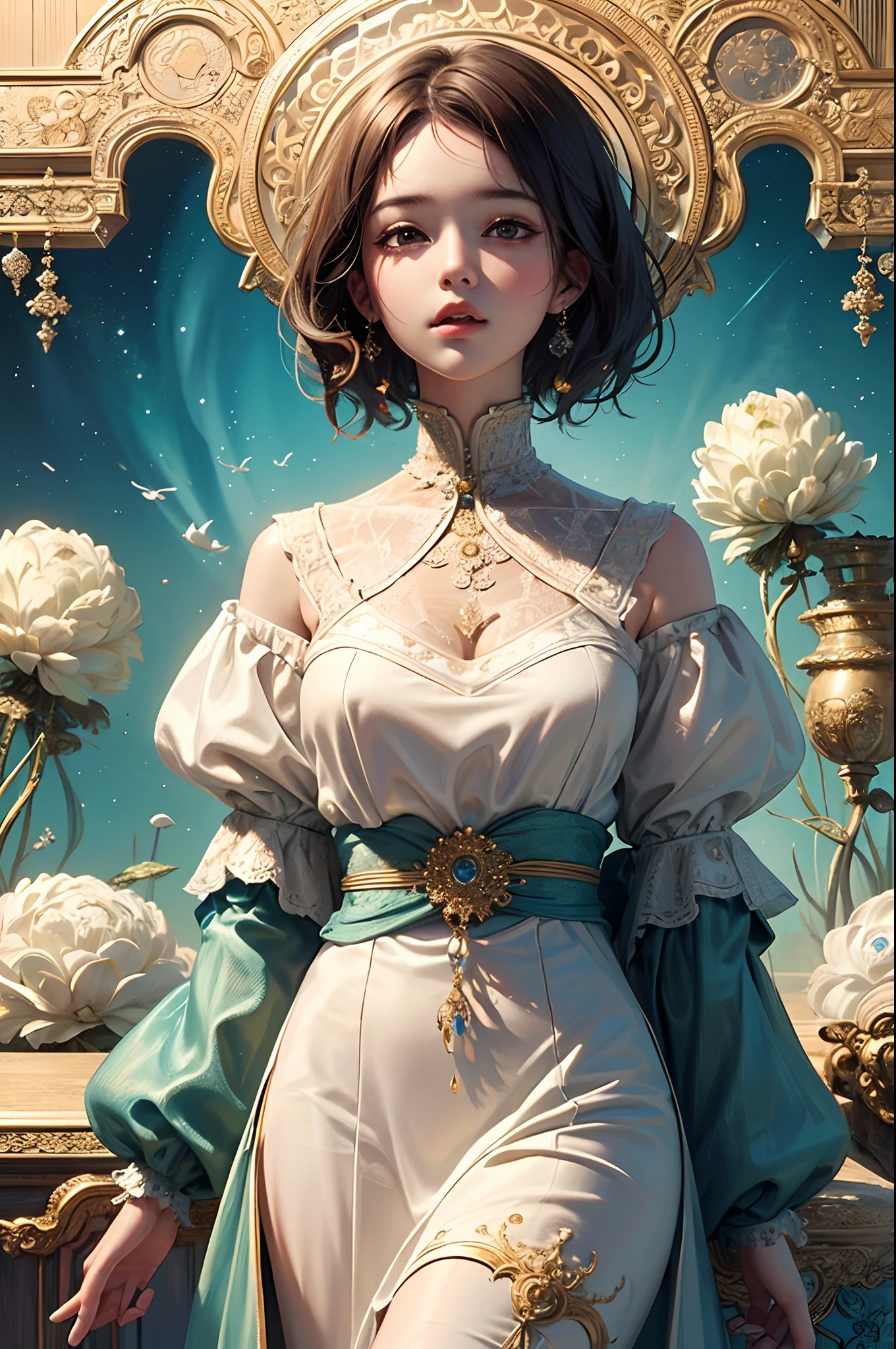 (masterpiece、top-quality、top-quality、Official Art Beautiful and Aesthetic:1.2)、8K、(1girl in)、ighly detailed、(Fractal Art:1.3)、colourfull、highestdetailed、(((short-hair)))