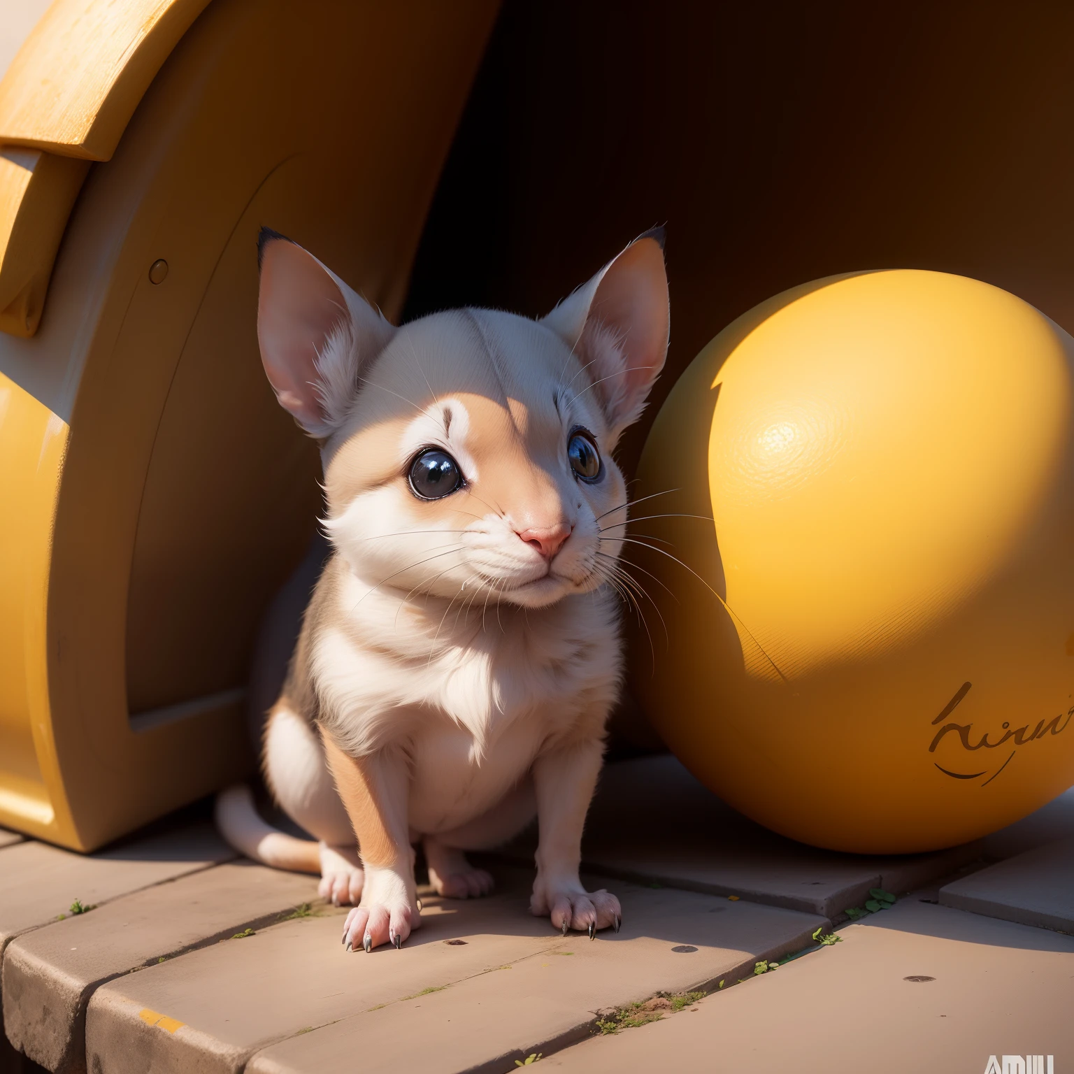 Um ratinho com uma capinha amarela