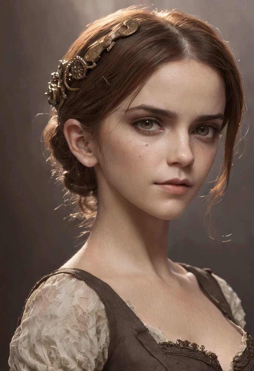 (((Emma Watson))) como bela mulher steampunk deslumbrante, (((corpo inteiro))), olhos ultra-detalhados, corpo ultra-detalhado, nice perfect guy with soft skinice, corpo feminino deslumbrante, ((ultra-detailed hands)), obra-prima conceito fantasia arte, trending on ArtStation, hiper-detalhado, Arte Digital, Motor irreal, 32k, Ultra HD | | | | | |, imagem centrada, arte de Luis Royo e artgerm e greg rutkowski e Alphonse Much
