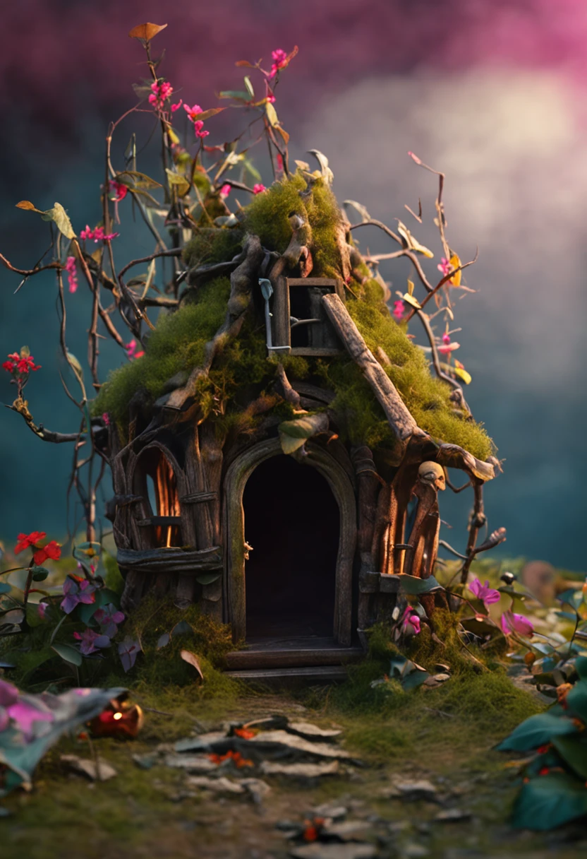 The goblins locked the fairy in a cage made of branches