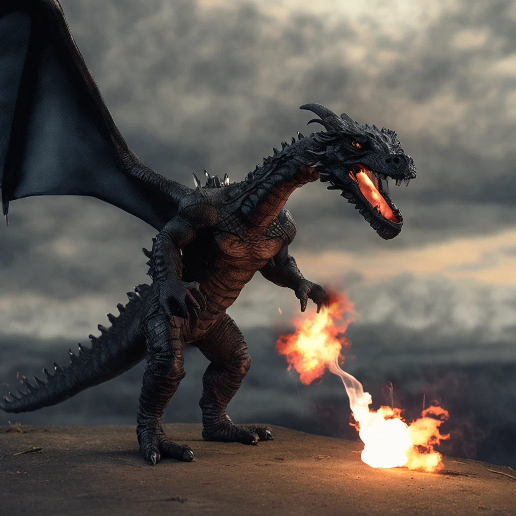 A black dragon training fireball shooting in a training dummy, Best quality, Masterpiece, 超高分辨率, (photograph realistic:1.4), surrealism, Dream-like,fusionart, Shadowdancer, shadow magic, darkness control, stealth, shadowstep, umbral spells, hidden blade,