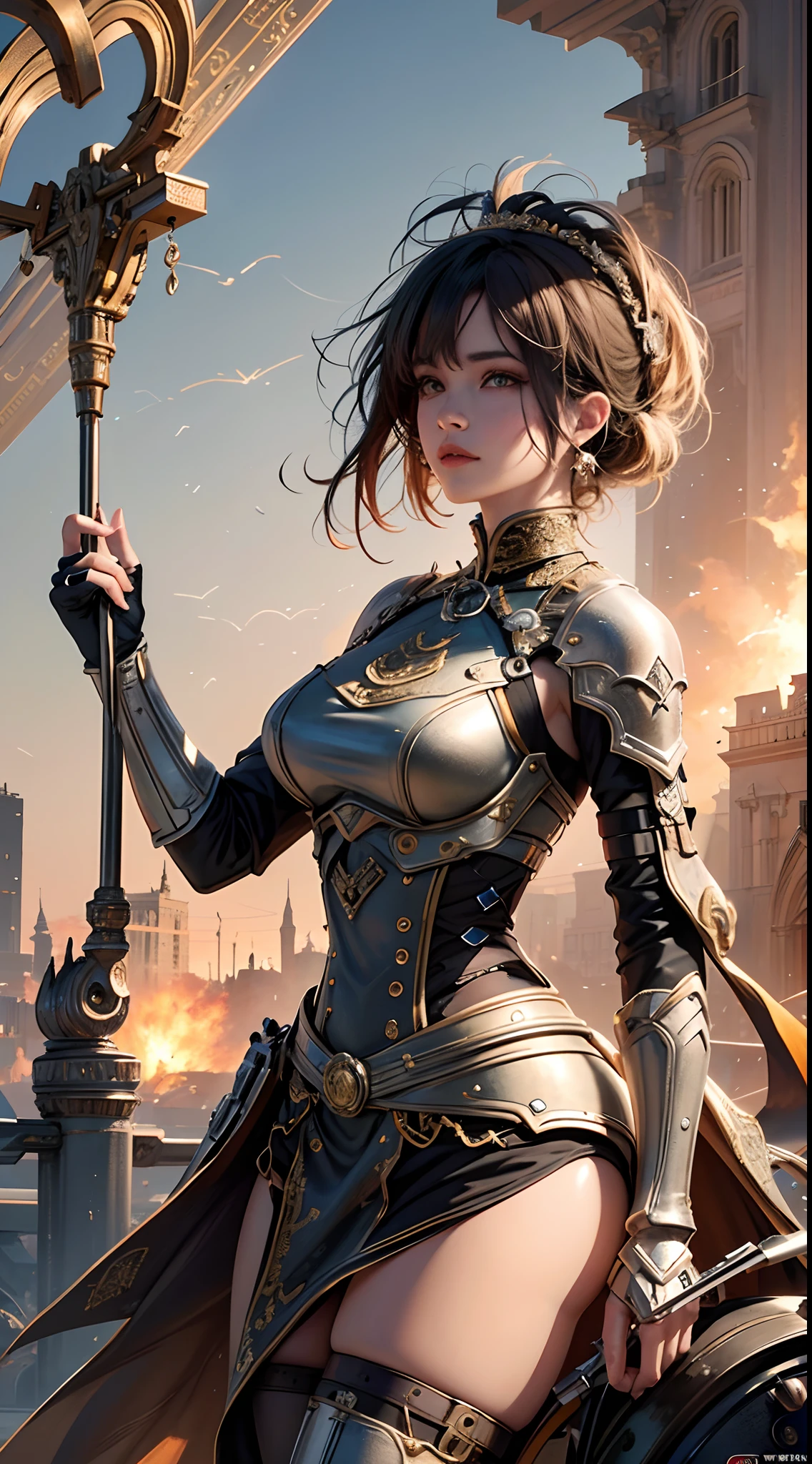 ((top quality)),(Super high resolution),(super detailed),(detailed description),((best anime)),(best work of art),(super precision art),(amazing art of depiction,Overwhelming descriptive power:1.5),(Intricate and detailed science fiction art:1.6), (adult women:1.5),tight suit:1.5, (Mechanical Horse:1.5,), ((A devastated worldview:1.7)),