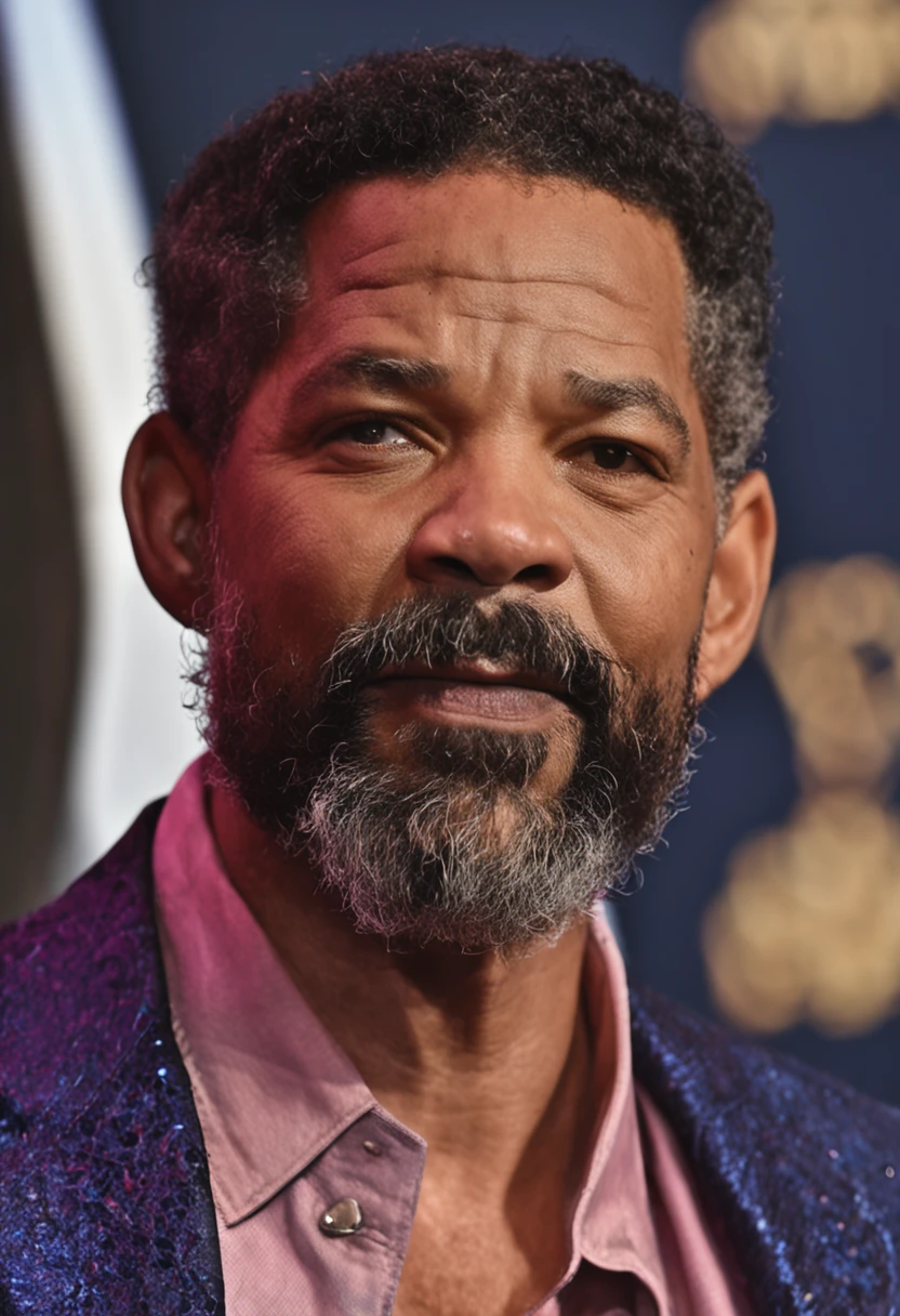 will smith com barba grande e cicatriz no olho direito