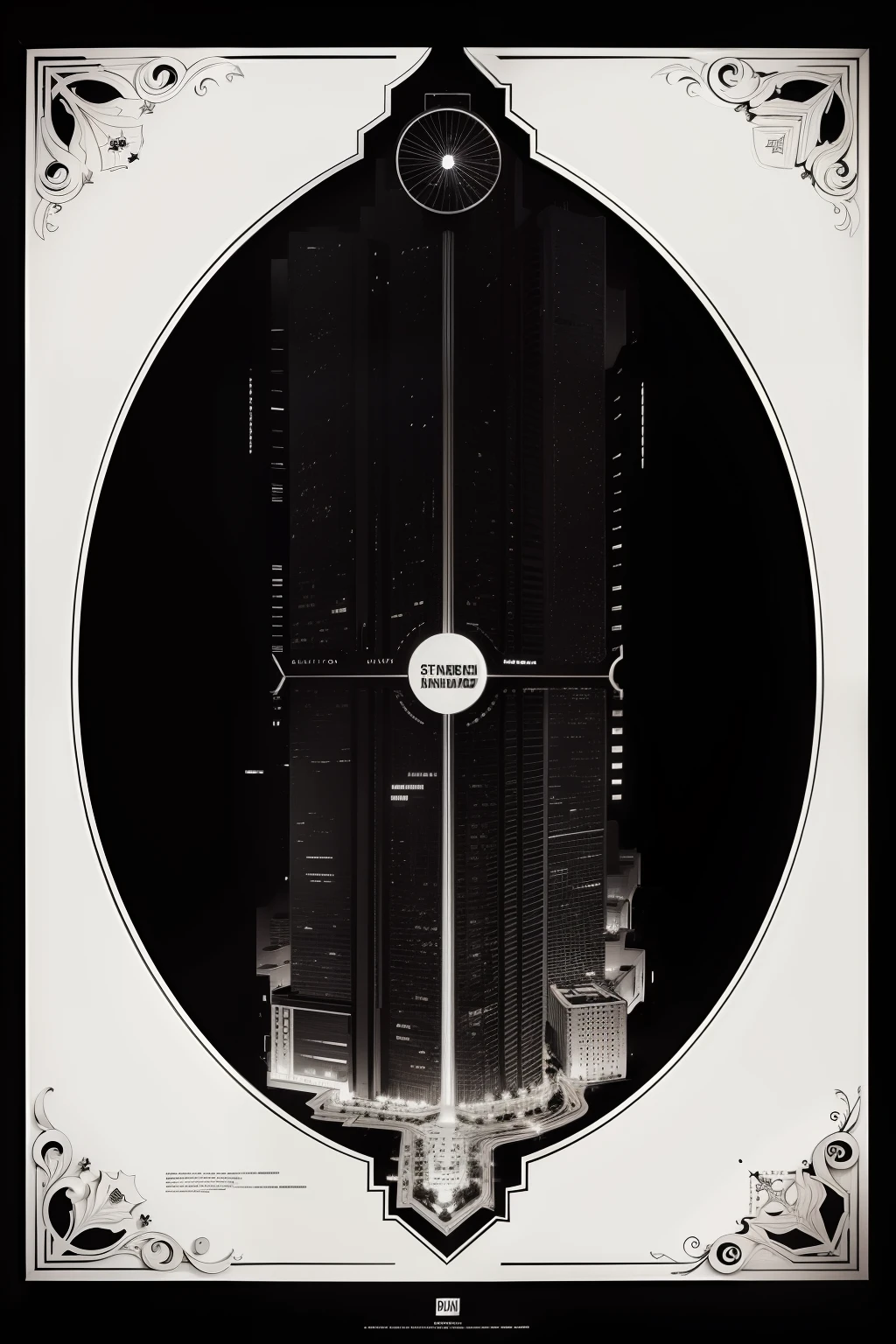 Planta baixa em preto e branco do Hotel Overlook do Filme O Iluminado de Stanley Kubrick