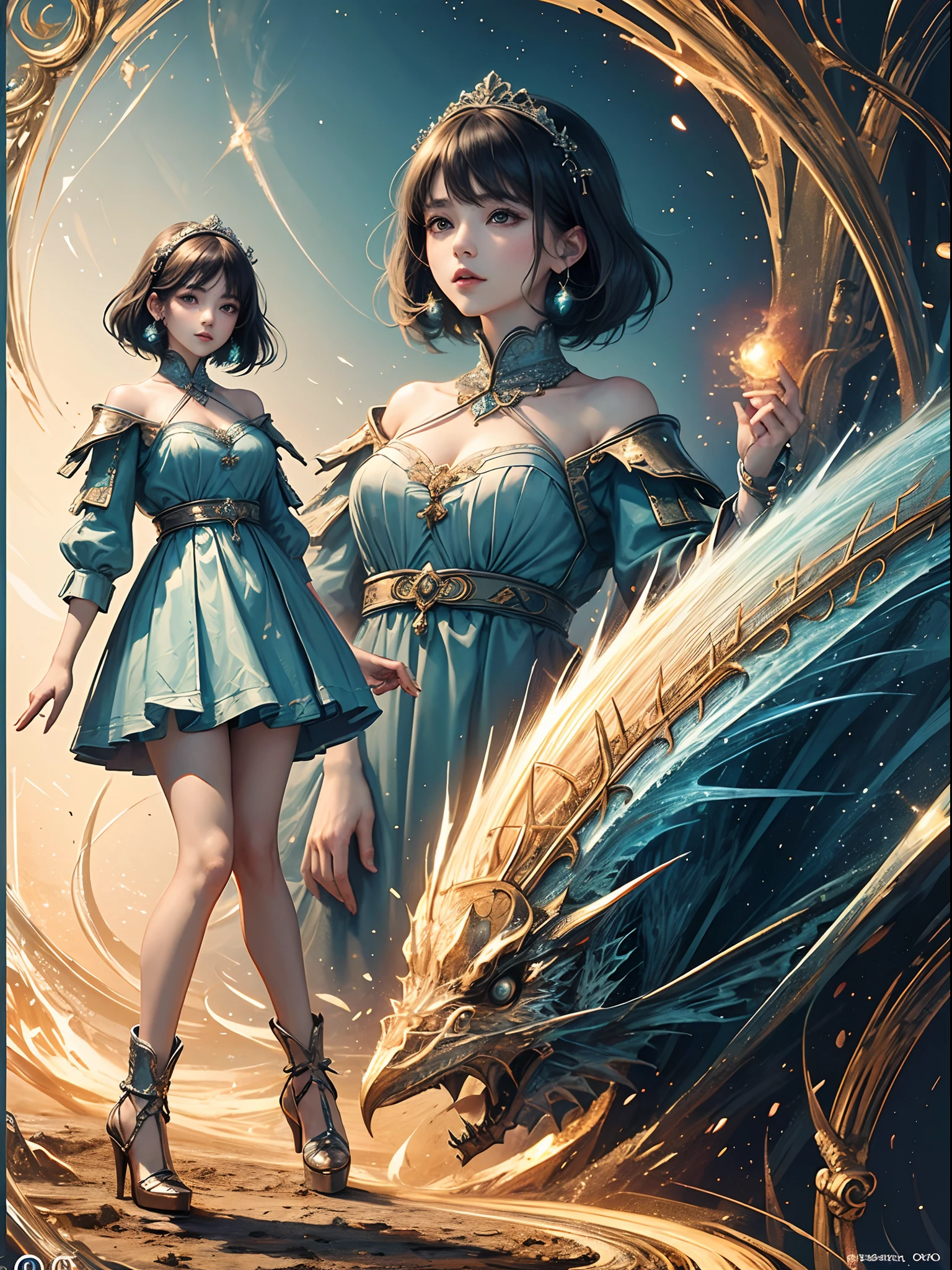 (masterpiece、top-quality、top-quality、Official Art Beautiful and Aesthetic:1.2)、8K、(1girl in)、ighly detailed、(Fractal Art:1.3)、colourfull、highestdetailed、(((short-hair)))