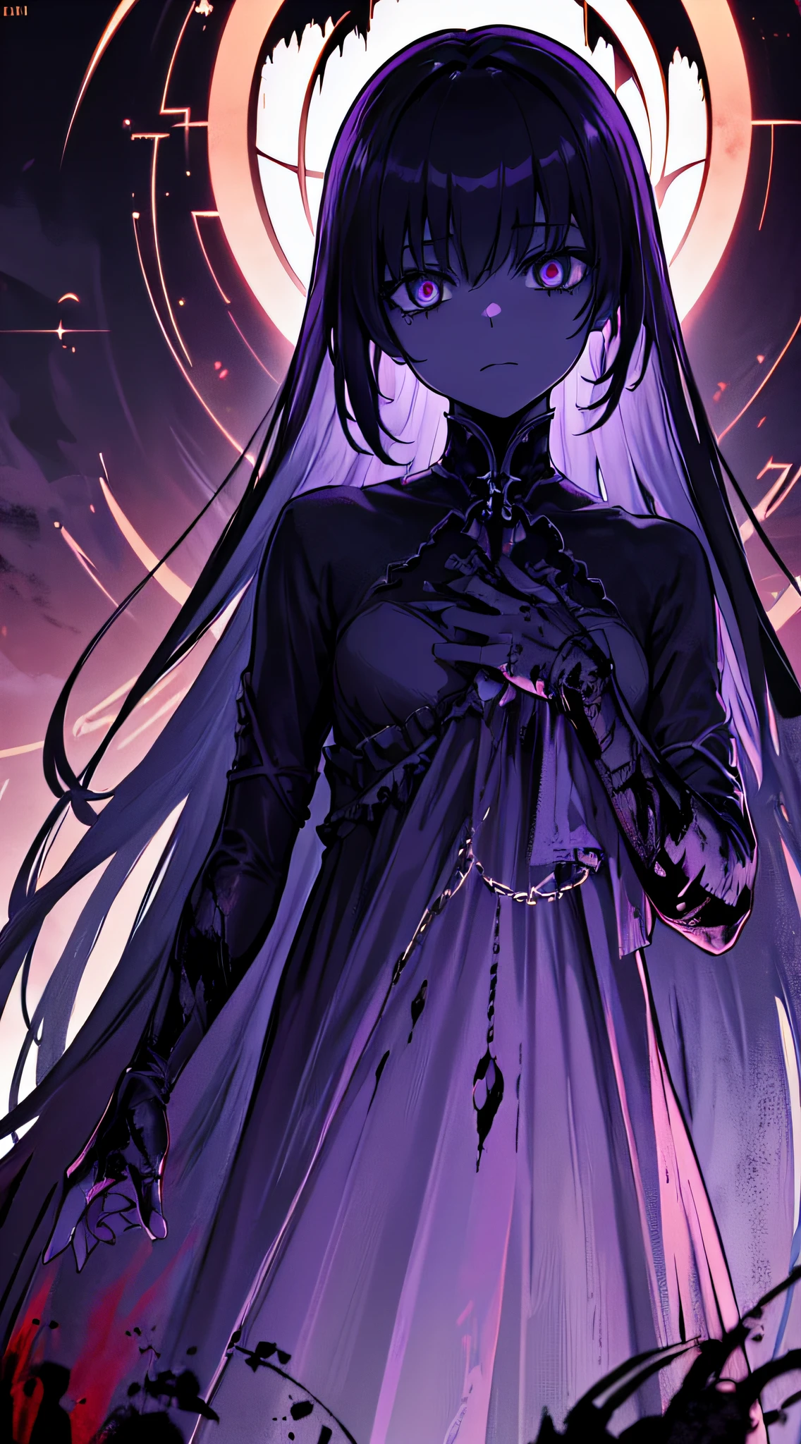 Atmospheric Radiance 1 Mysterious Figure, Magnum Opus, Best Quality, Authorized Visual Art, Highly Detailed CG Unity 8k Wallpaper, Hypnotic Eyes, Enchanted Doll, Decayed Asylum, Malevolent Obscurity, Blood-Imprinted Color Palette, Ripped Garments, ((Horror Vibes))