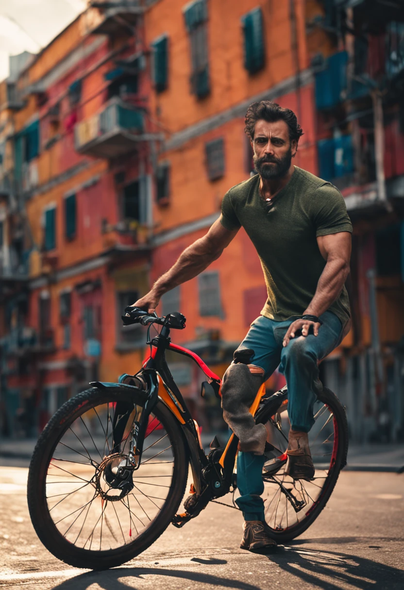 homem com pernas musculosas andando de bicicleta