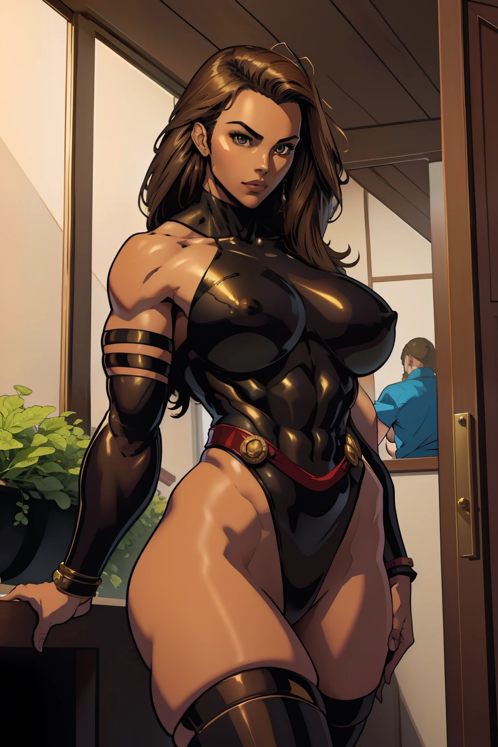 masterpiece, best quality, bronze skinned female, dynamic pose