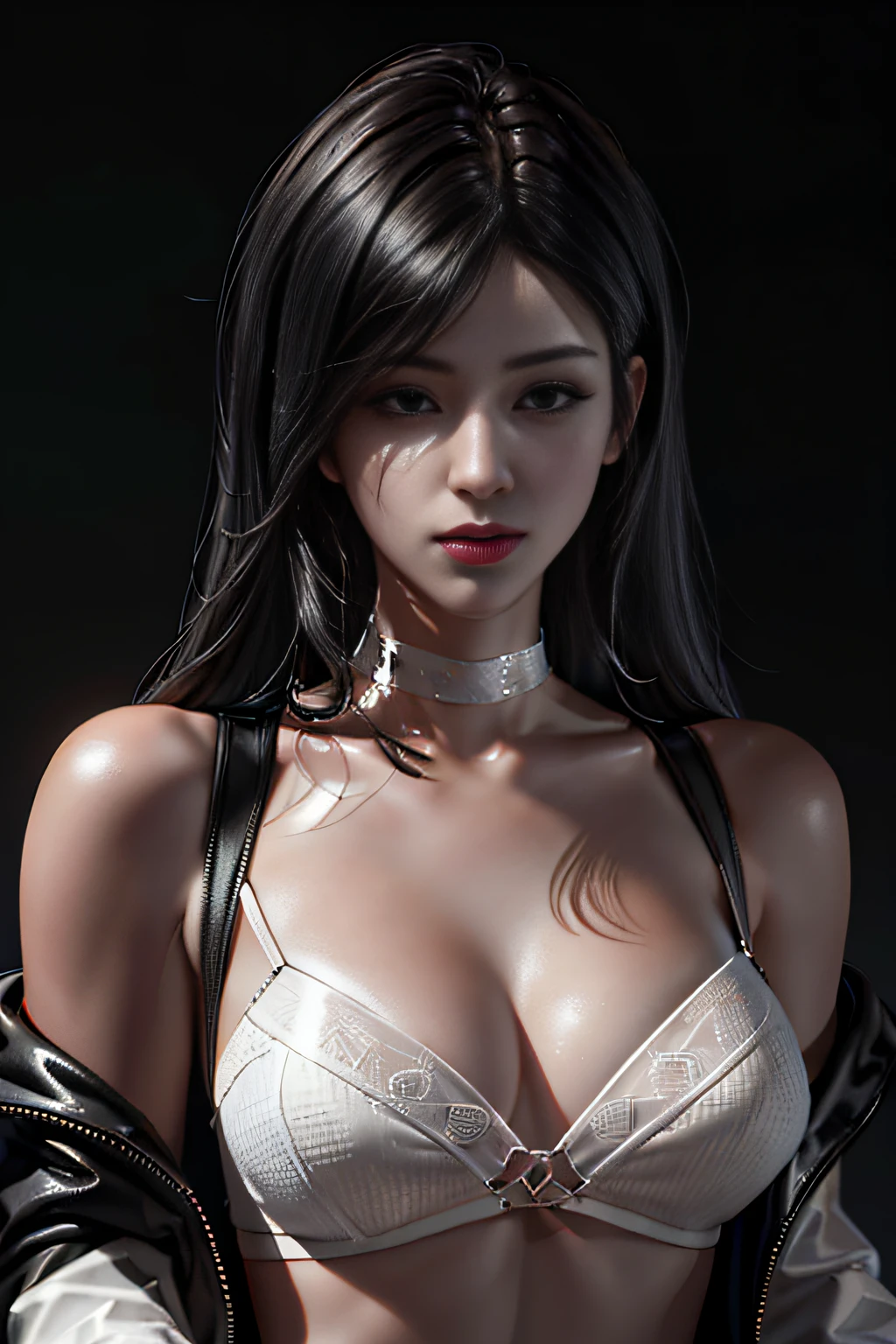 ((best qualtiy)), ((tmasterpiece)), (the detail:1.4), 。.。.。.3D, Beautiful cyberpunk female images,hdr(HighDynamicRange),
Ray traching,NVIDIA RTX,Hyper-Resolution,Unreal 5,sub surface scattering,PBR textures,post-proces,Anisotropy Filtering,depth of fields,maximum definition and sharpness,Many-Layer Textures,
Albedo e mapas Speculares,Surface coloring,Mitsu-Accurate simulation of material interactions,perfectly proportions,rendering by octane,Two-colored light,largeaperture,Low ISO,White balance,Rule three points
、8K raw data、
,(masterpiece:1.2), (best quality), (ultra detailed), (8k, intricate), (lens 135mm,f1.8), (photorealistic)(black background:1.3), portrait photography,(upper body:1.3) ,(cropped shoulders),Side lighting,Edges are lit,best shadow,Area light source,Perfect anatomy,Perfect face shape,Perfect for women,First-class female body,Refines skin texture,Fine cloth pattern,Meticulous beauty,Delicate and delicate skin,highlydetailed skin,paleskin,Delicate hair,glistning skin,